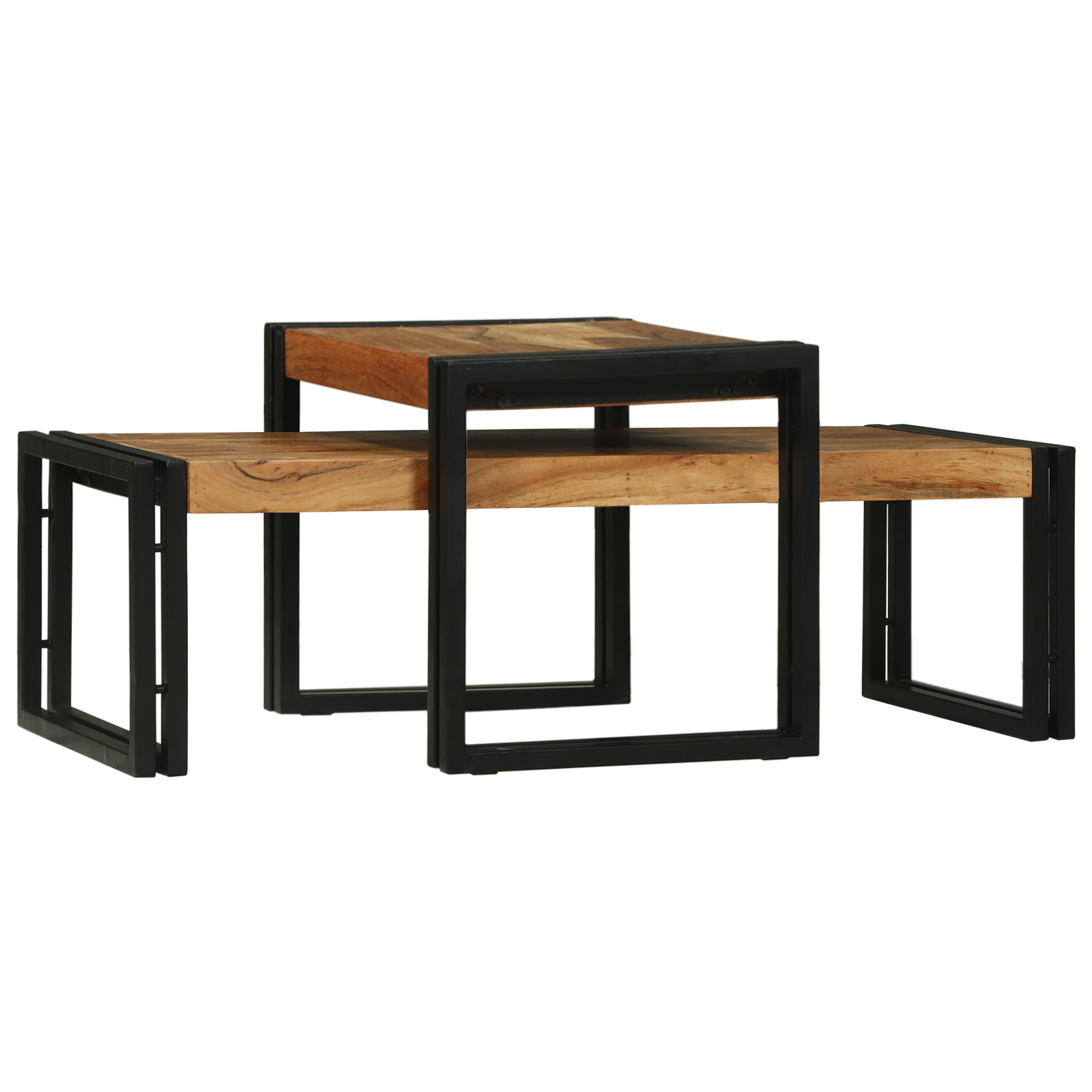 2-teiliges Couchtisch-Set aus massivem Akazienholz