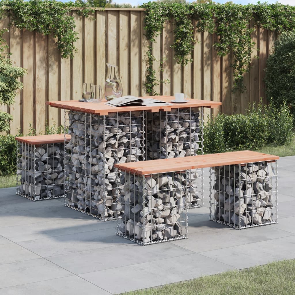 Gartenbank aus Gabionen 100x70x72 cm Massivholz Douglasie Gartenbank aus Gabionen 100x70x72 cm Massivholz Douglasie