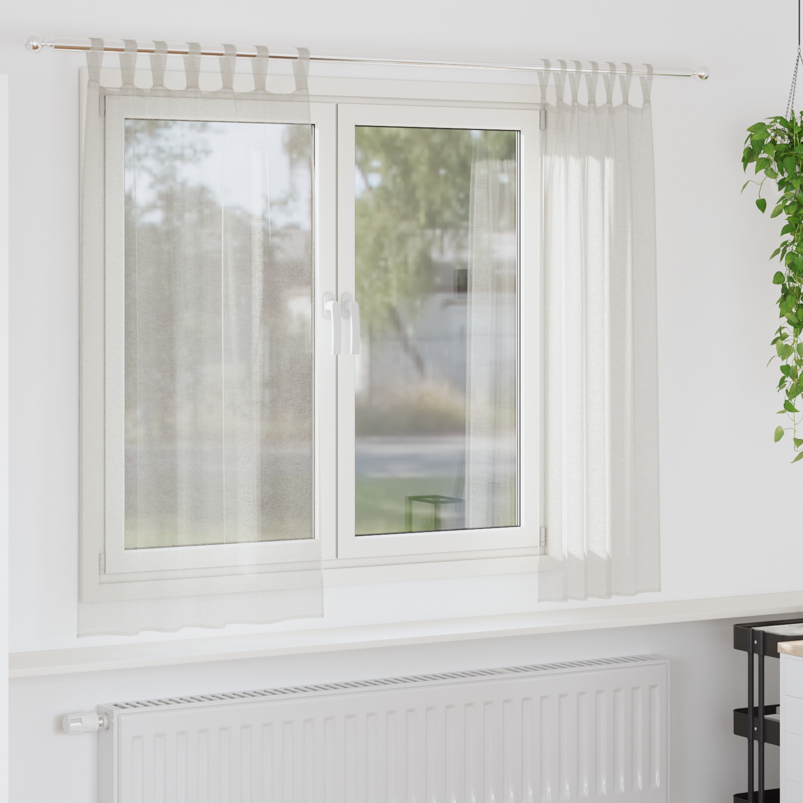 Vorhänge mit Vorhängen 2 pcs Cremefarben 140 x 175 cm Polyester