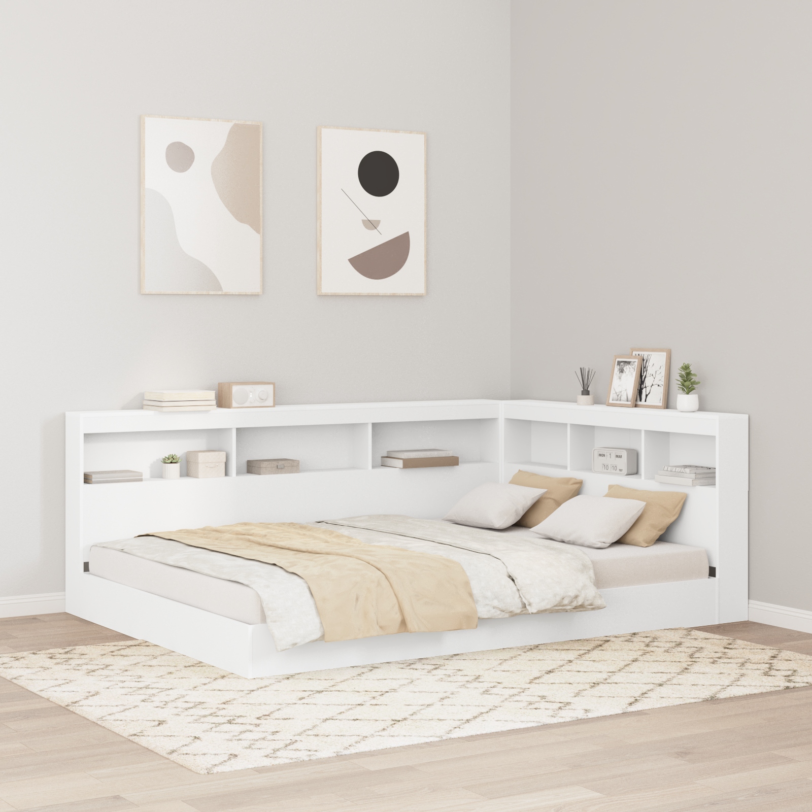 Stauraum-Kopfteil mit Regal mit Kopfteil mit Speicher Weiß 140 cm Holzwerkstoff