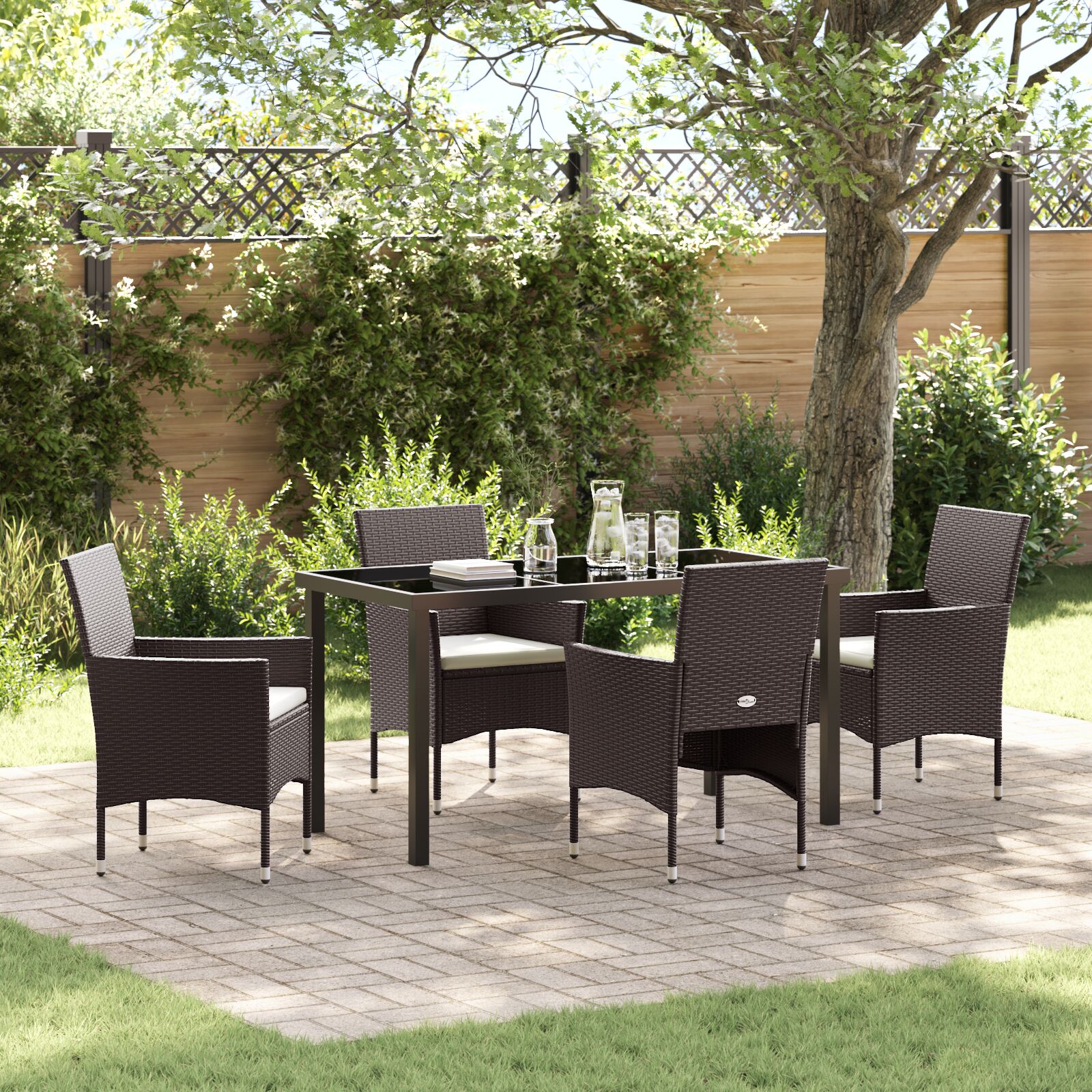 5-teiliges Garten-Ess-Set Braun Poly-Rattan 5-teiliges Garten-Ess-Set Braun Poly-Rattan