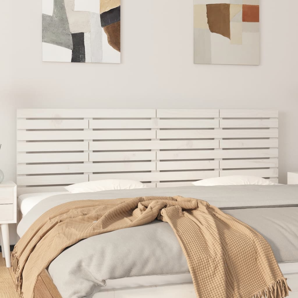 Wand-Kopfteil Weiß 166x3x63 cm Massivholz Kiefer