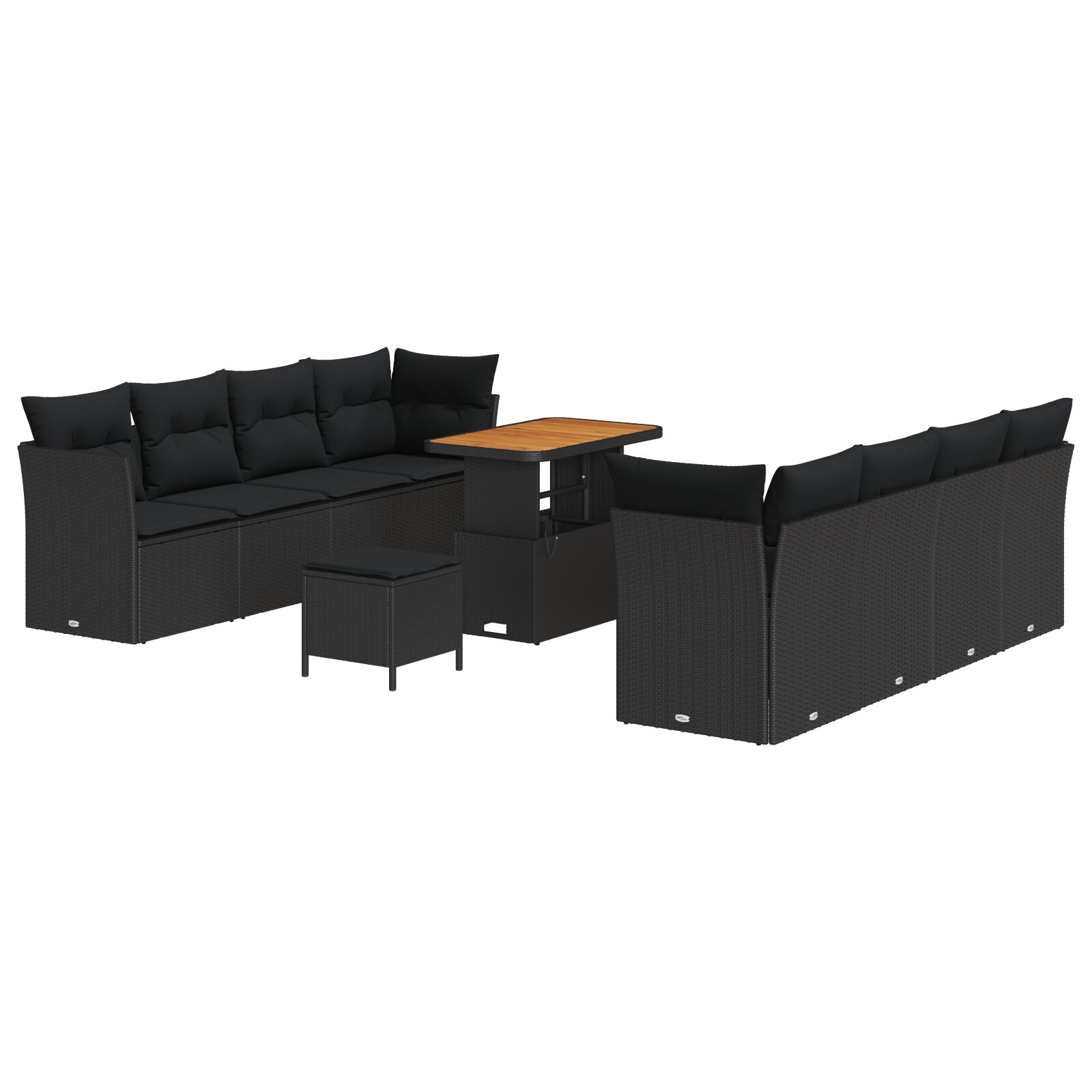 11-teiliges Garten Sofa Set mit Kissen Schwarz Poly Rattan Akazie, 3-teiliges Garten Essset mit Kissen Schwarz Poly Rattan Akazie 11-teiliges Garten Sofa Set mit Kissen Schwarz Poly Rattan Akazie, 3-teiliges Garten Essset mit Kissen Schwarz Poly Rattan Akazie