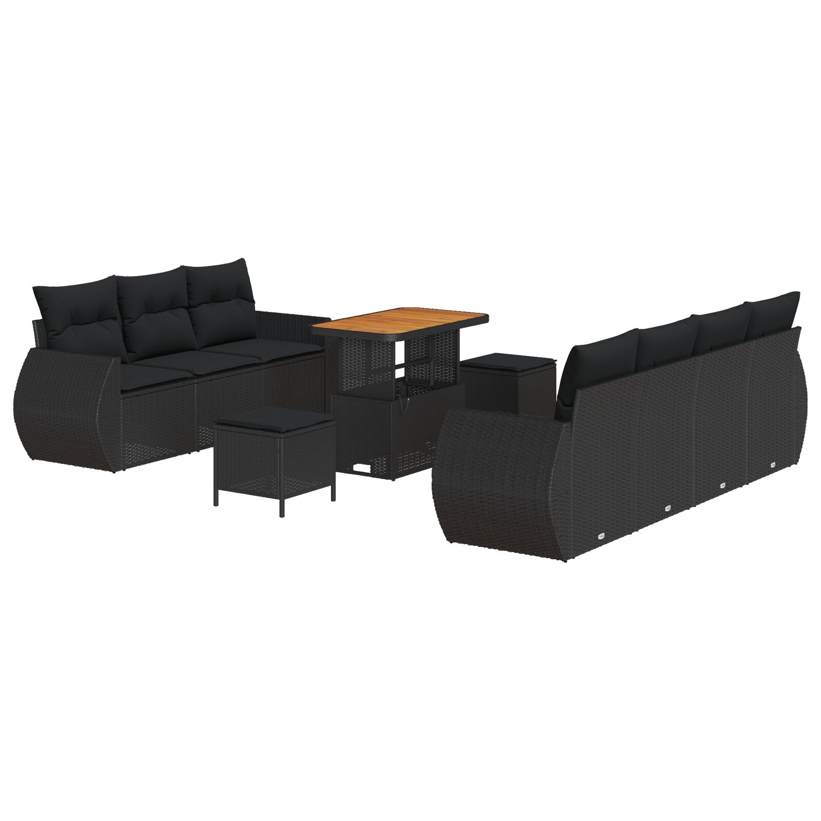 10-teiliges Garten-Sofa-Set mit Kissen Schwarzes Poly-Rattan Akazienholz, 3-teiliges Garten-Dining-Set mit Kissen Schwarzes Poly-Rattan Akazienholz 10-teiliges Garten-Sofa-Set mit Kissen Schwarzes Poly-Rattan Akazienholz, 3-teiliges Garten-Dining-Set mit Kissen Schwarzes Poly-Rattan Akazienholz