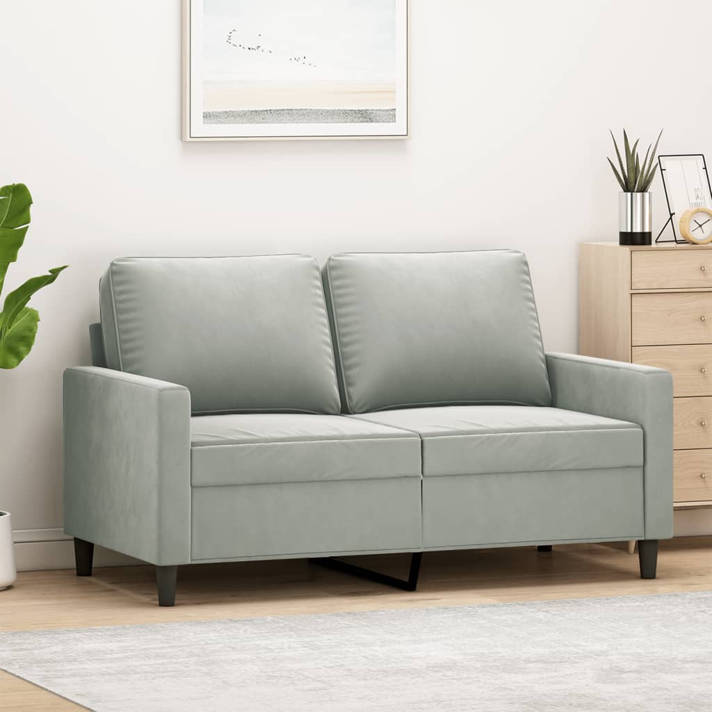 2-Sitzer-Sofa Hellgrau 120 cm Samt 2-Sitzer-Sofa Hellgrau 120 cm Samt