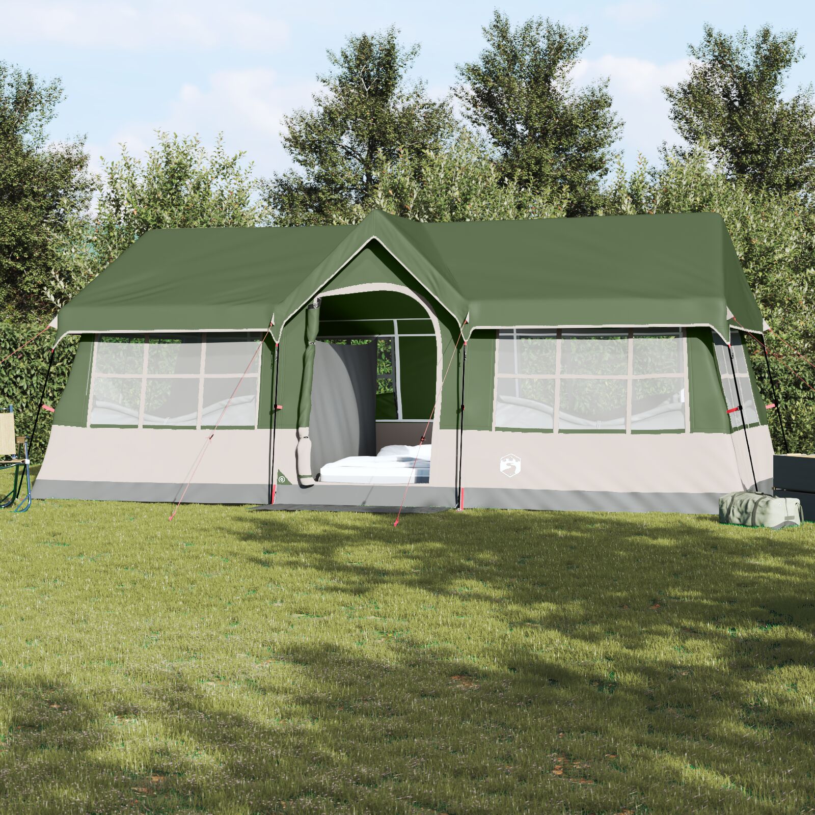 Camping Zelt mit Fenstern Grün 12-Personen Wasserdicht