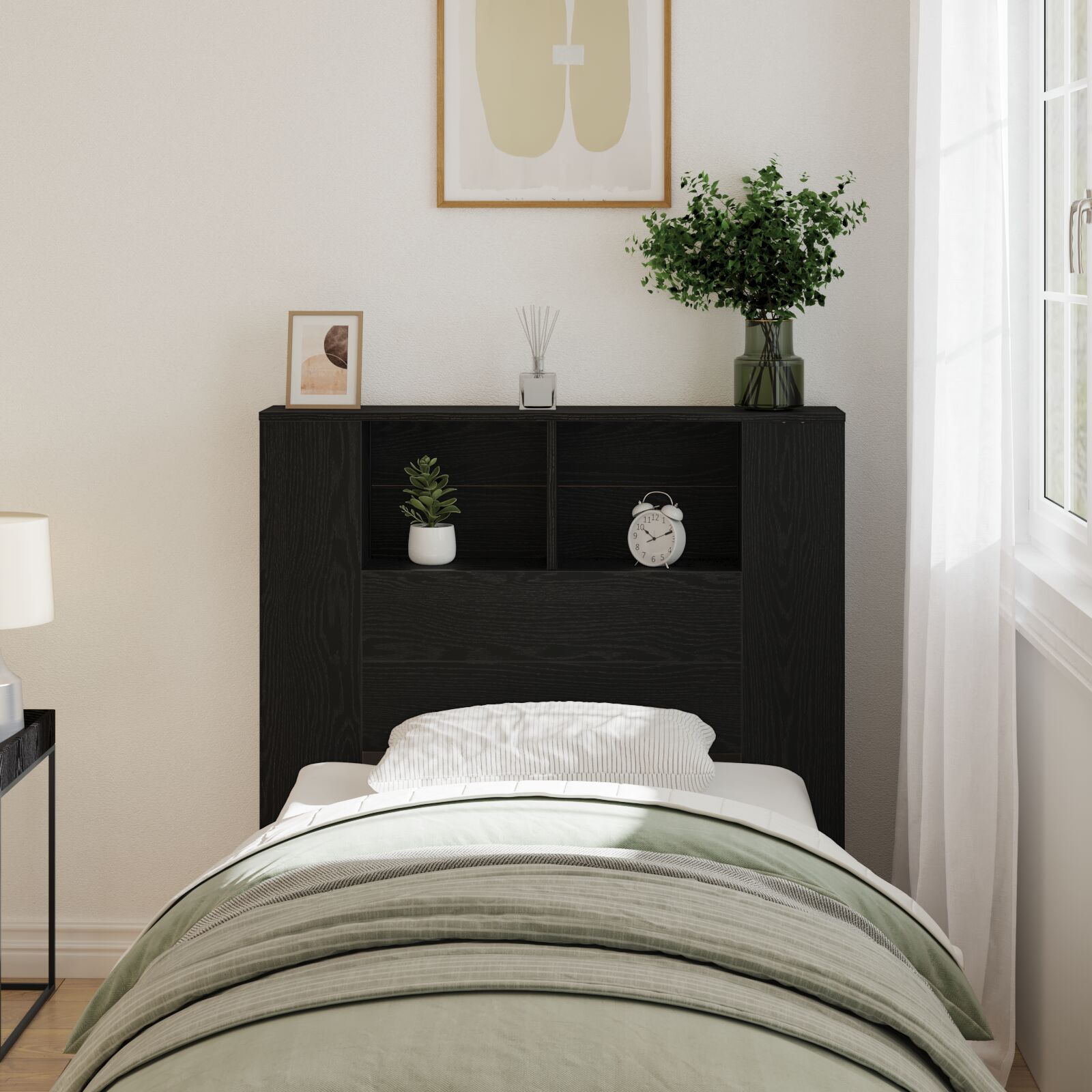 vidaXL Kopfteilschrank Schwarze Eiche 100x19x104,5 cm Aus Holzwerkstoff