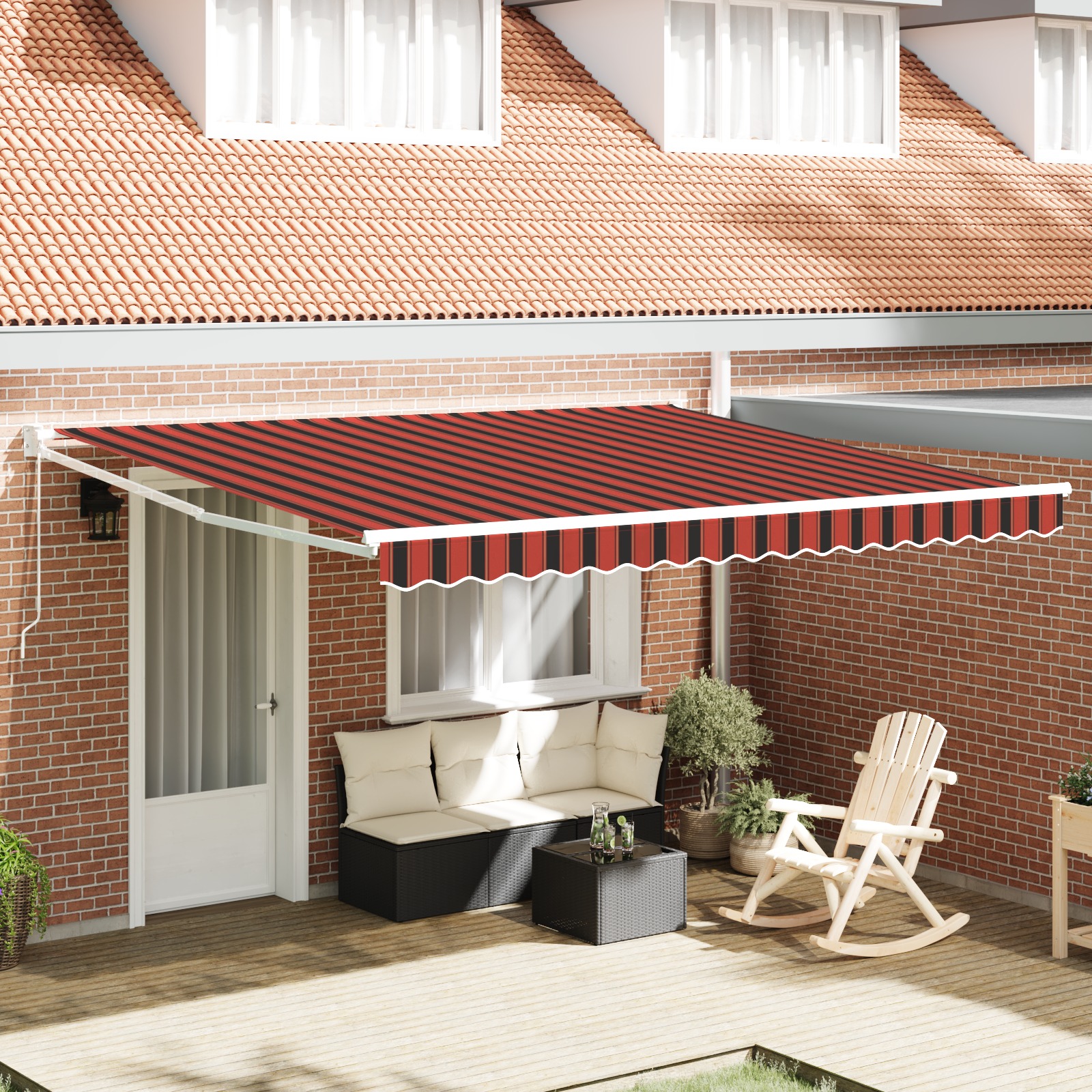 Manuelle Einziehbare Markise in Orange und Braun 350x250 cm