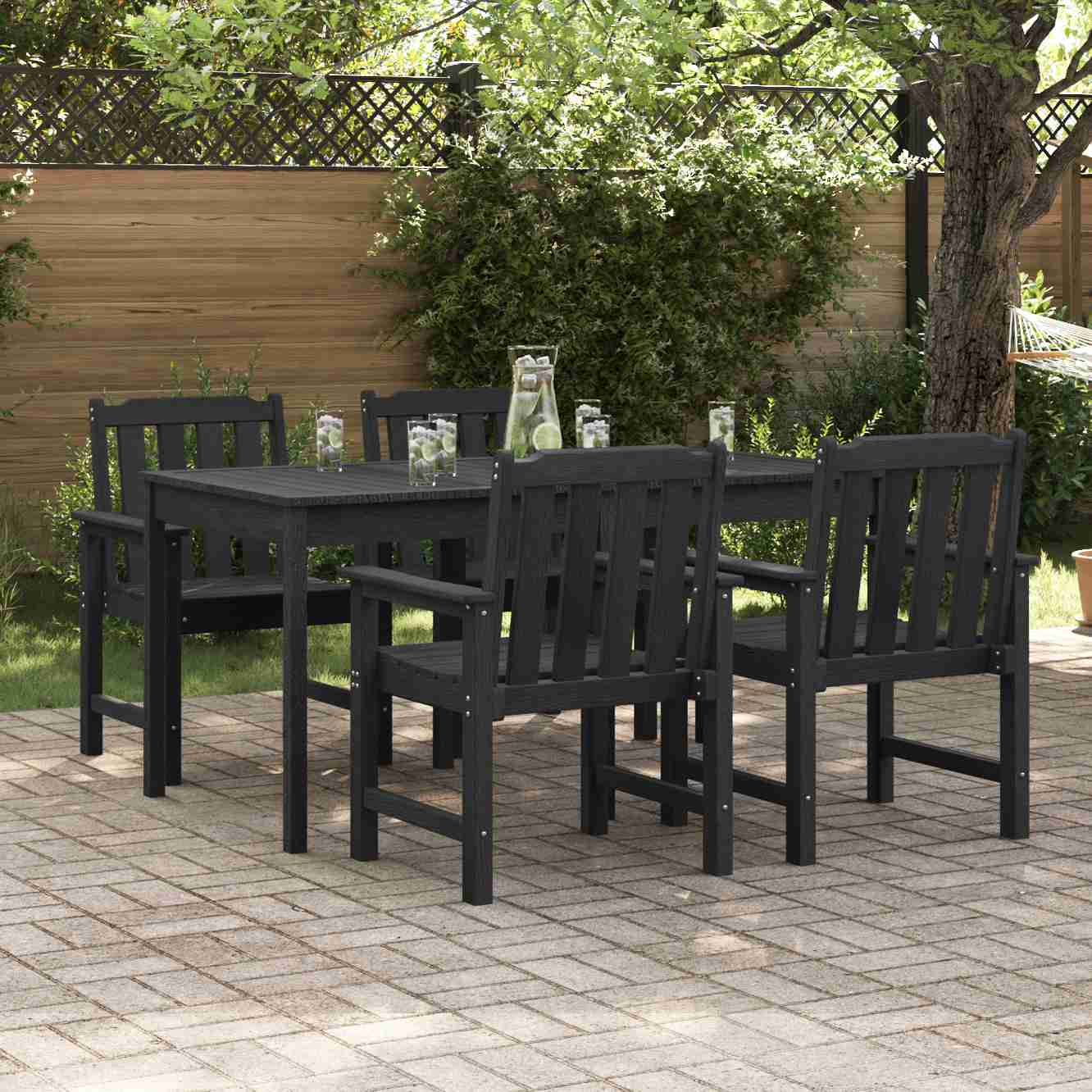 Garten-Essstühle 4 Stück Schwarz 65,5x55,5x88 cm HDPE Garten-Essstühle 4 Stück Schwarz 65,5x55,5x88 cm HDPE