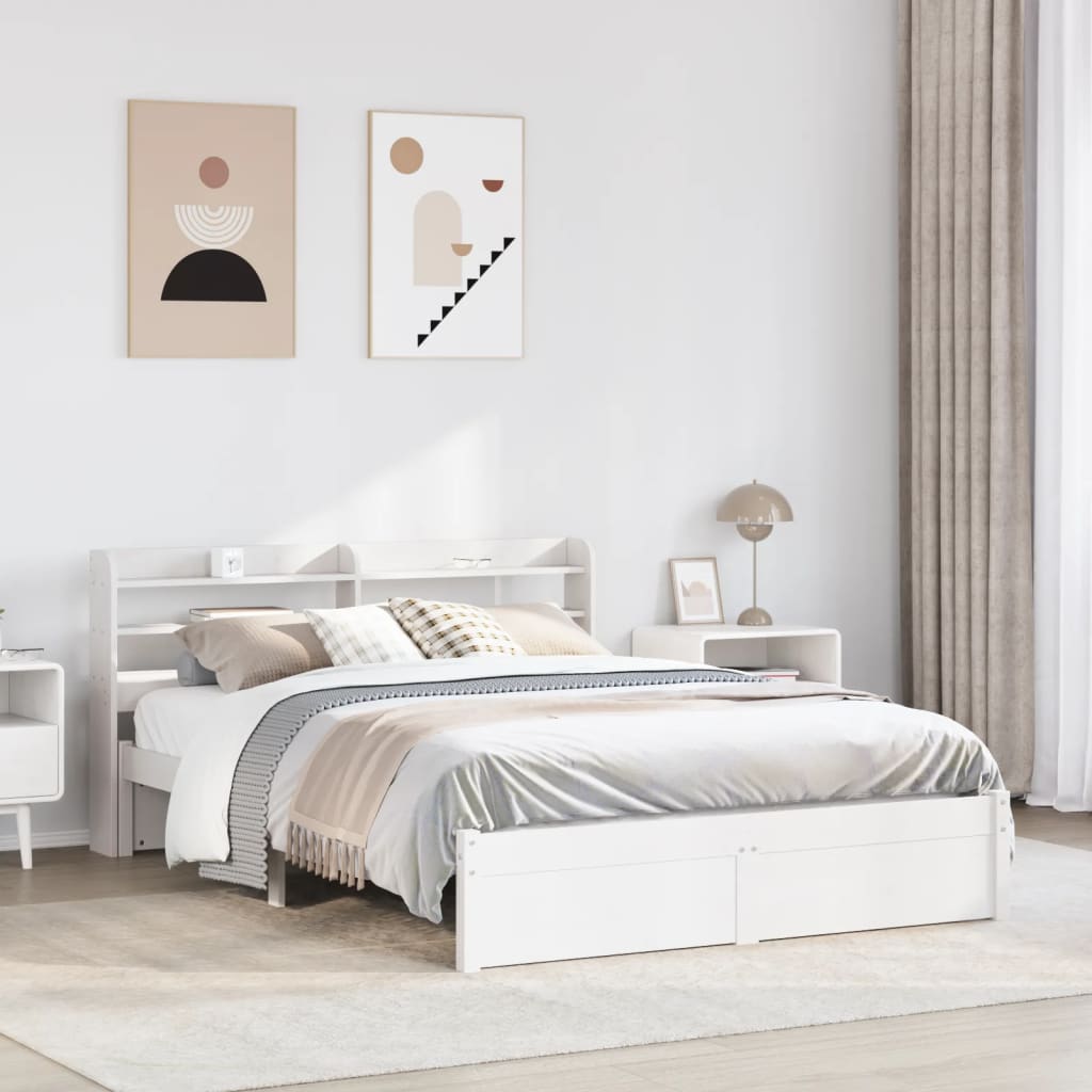 Bettgestell mit Kopfteil ohne Matratze Weiß 150x200 cm