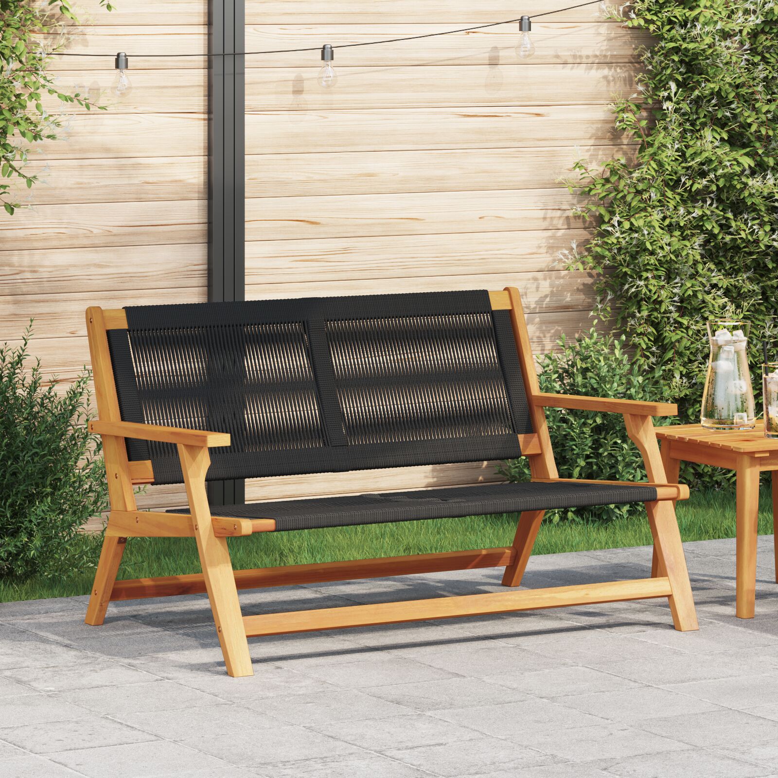 vidaXL Gartenbank Schwarz 76x122x73 cm Massivholz Akazie vidaXL Gartenbank Schwarz 76x122x73 cm Massivholz Akazie