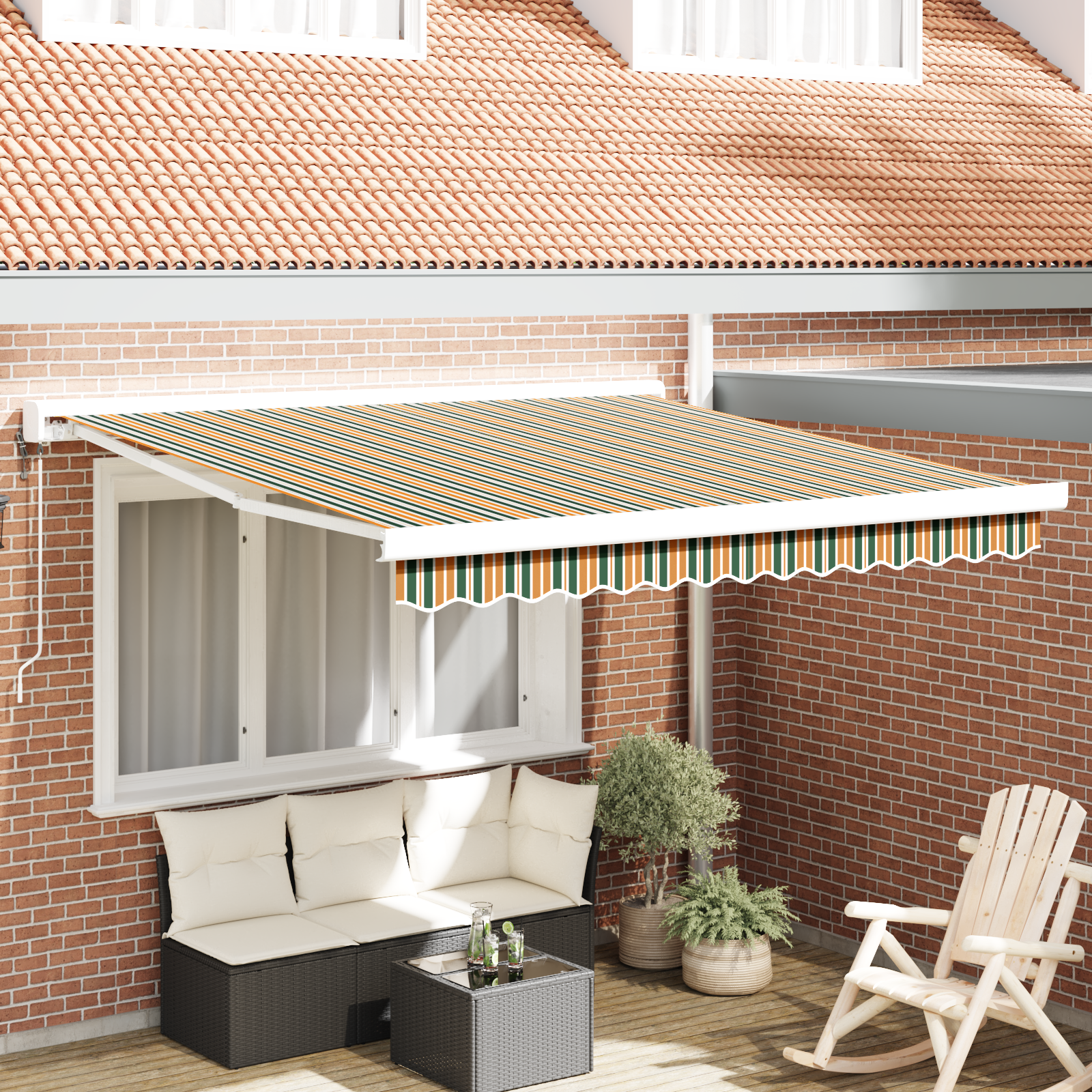 Automatische einziehbare Markise Grün und Gelb 300x250 cm