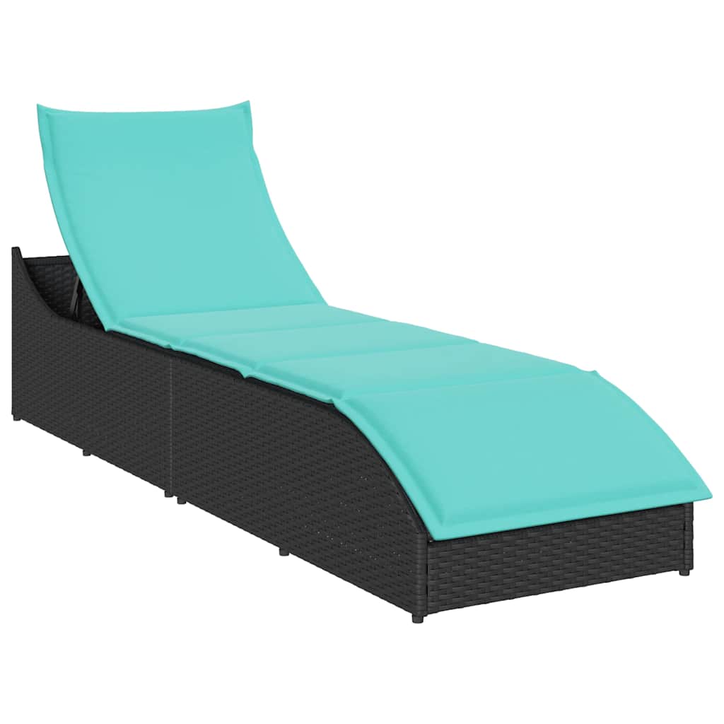 Klappliege mit Auflage und Stauraum Schwarz Poly-Rattan Klappliege mit Auflage und Stauraum Schwarz Poly-Rattan