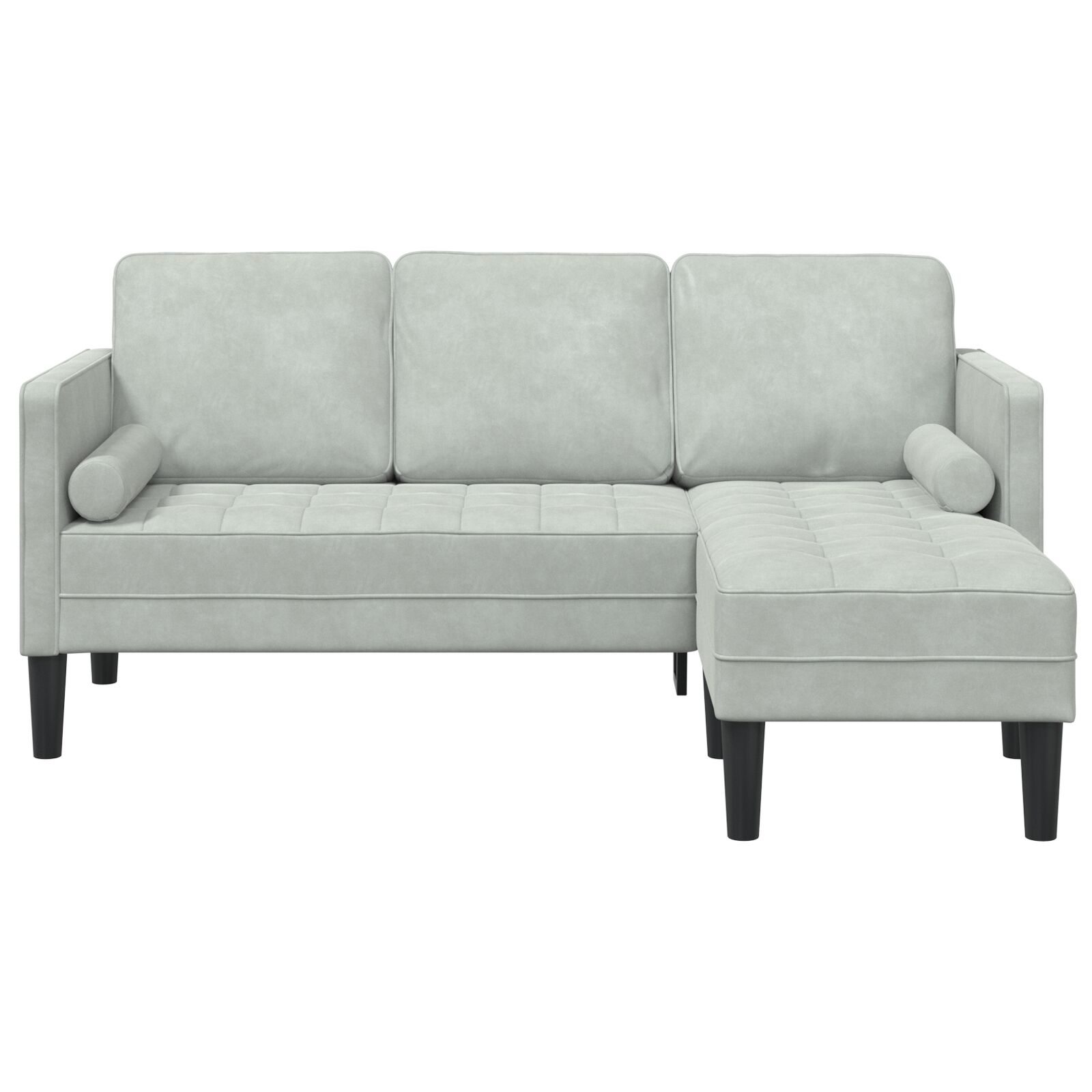 3-Sitzer Sofa mit Chaise L-förmig Hellgrau 160 cm Samt 3-Sitzer Sofa mit Chaise L-förmig Hellgrau 160 cm Samt