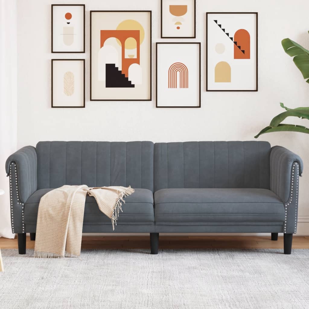 Sofa 3-Sitzer Dunkelgrau Samt Sofa 3-Sitzer Dunkelgrau Samt