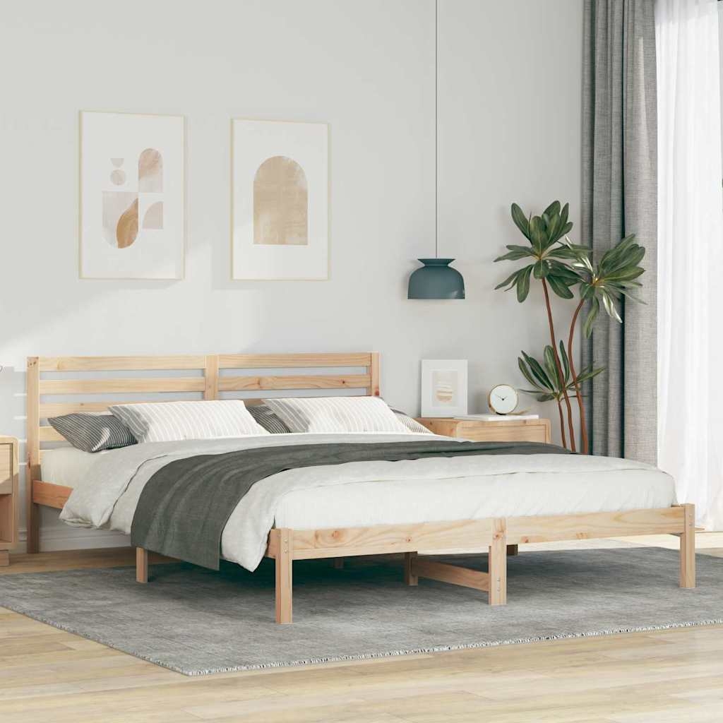 Bettgestell mit Kopfteil Verstellbar Braun 160 x 220 cm Massivkiefer