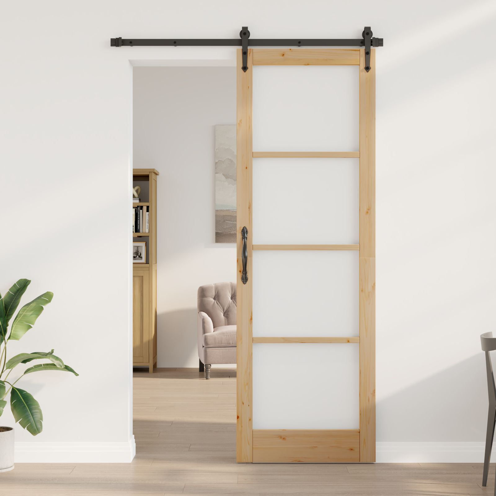 Innentür mit Glas "ORKDAL" 78x232x4 cm Massivholz Kiefer