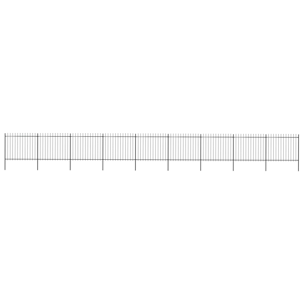 Gartenzaun mit Speerspitzen Stahl 15,3 x 1,5 m Schwarz