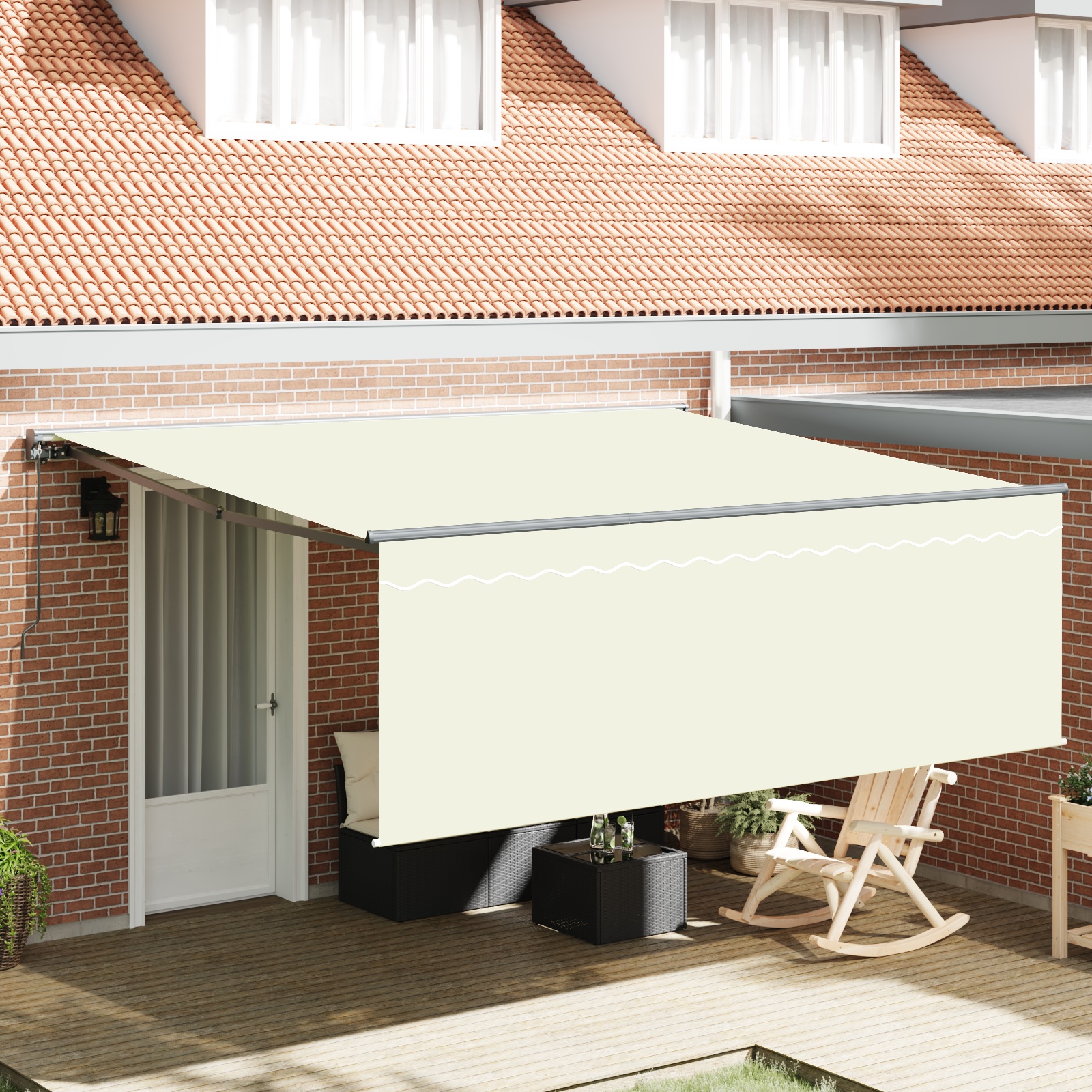 Einziehbare Markise Beige 400 × 300 cm Polyester