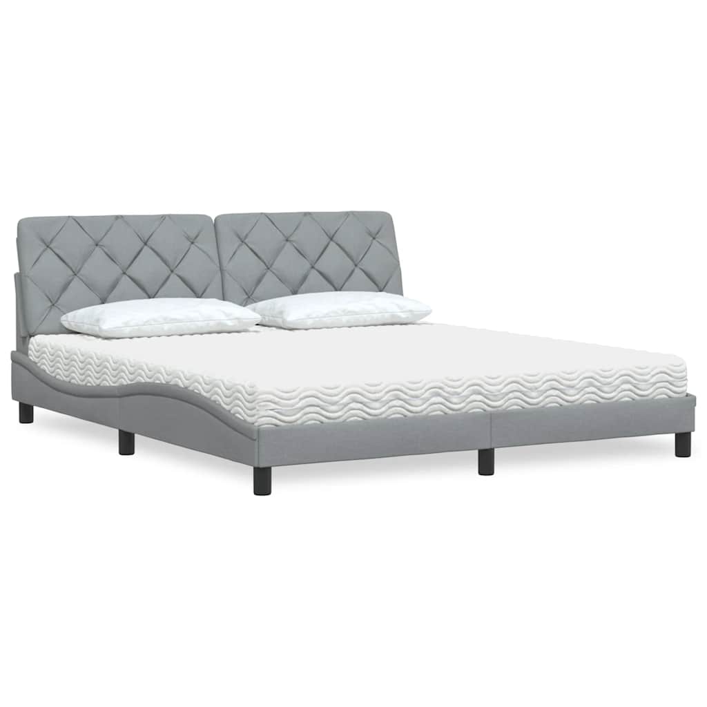 Bett mit Matratze Hellgrau 180x200 cm Stoff