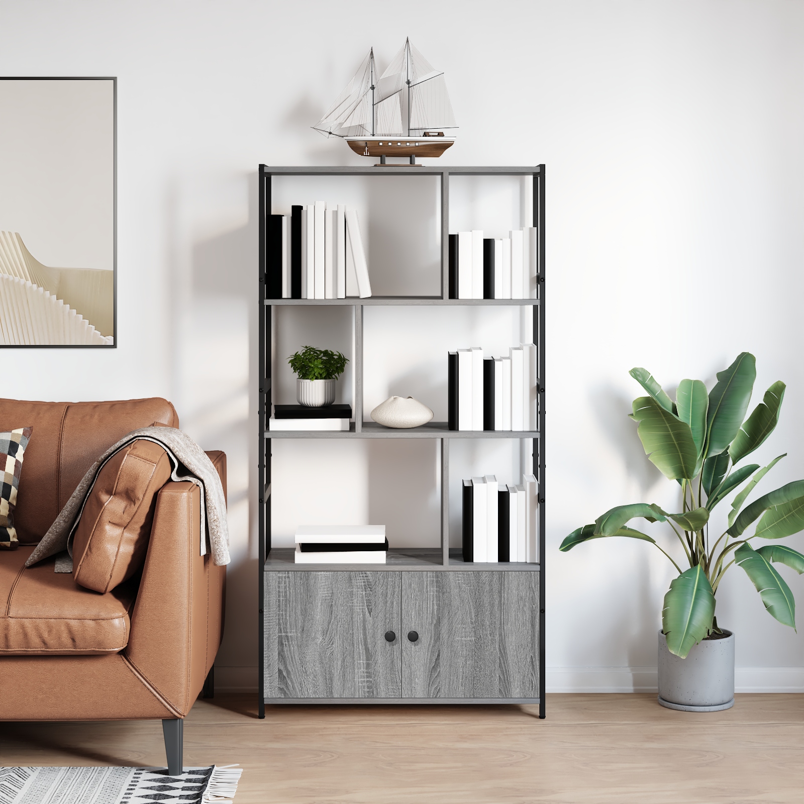 Regal Grau sonoma 80 x 30 x 155,5 cm Holzwerkstoff