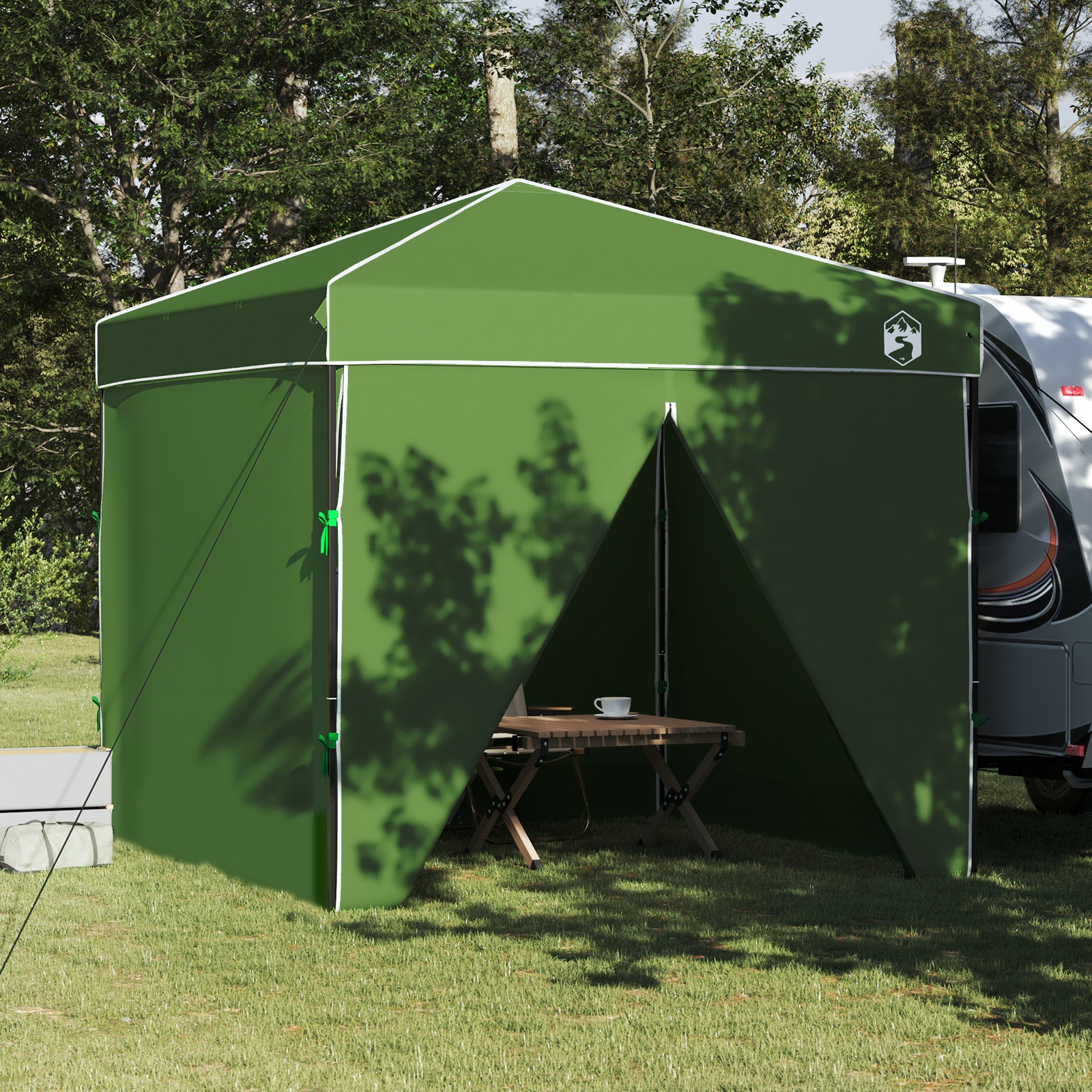 Pavillon-Zelt Grün 250 x 250 x 227 / 236 / 245 cm Oxford Stoff
