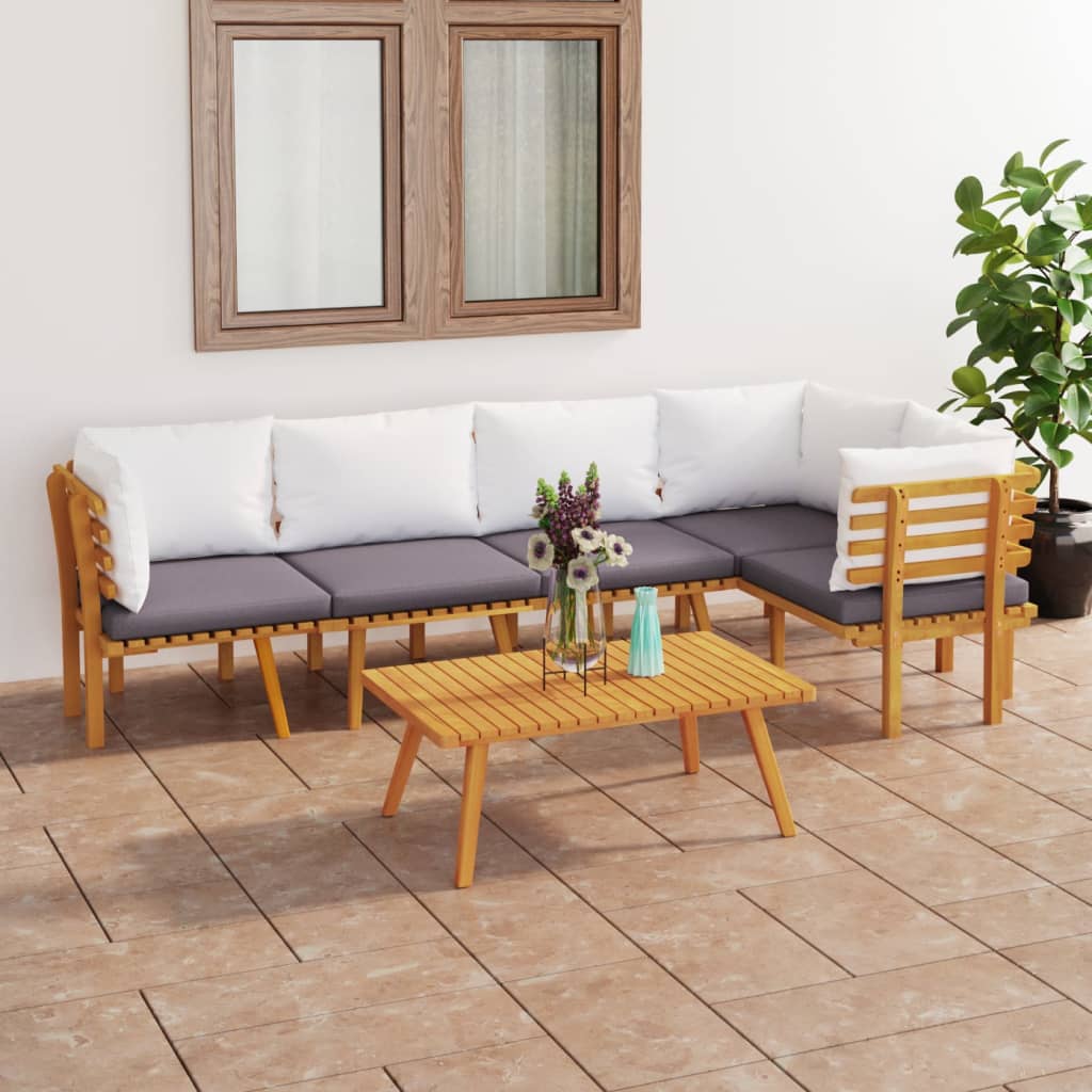 6-tlg. Garten-Lounge-Set mit Kissen Massivholz Akazie 6-tlg. Garten-Lounge-Set mit Kissen Massivholz Akazie