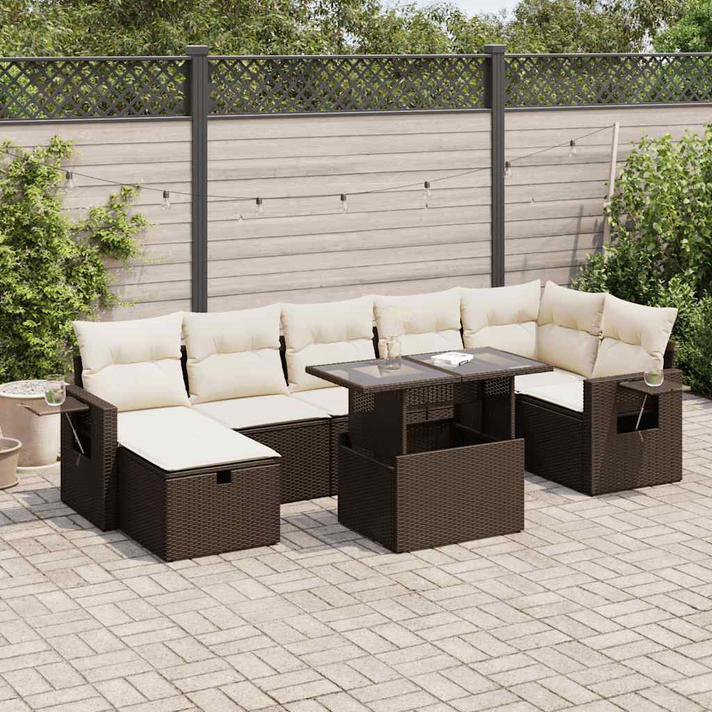 8-tlg. Garten-Sofagarnitur mit Kissen Braun Poly Rattan 8-tlg. Garten-Sofagarnitur mit Kissen Braun Poly Rattan