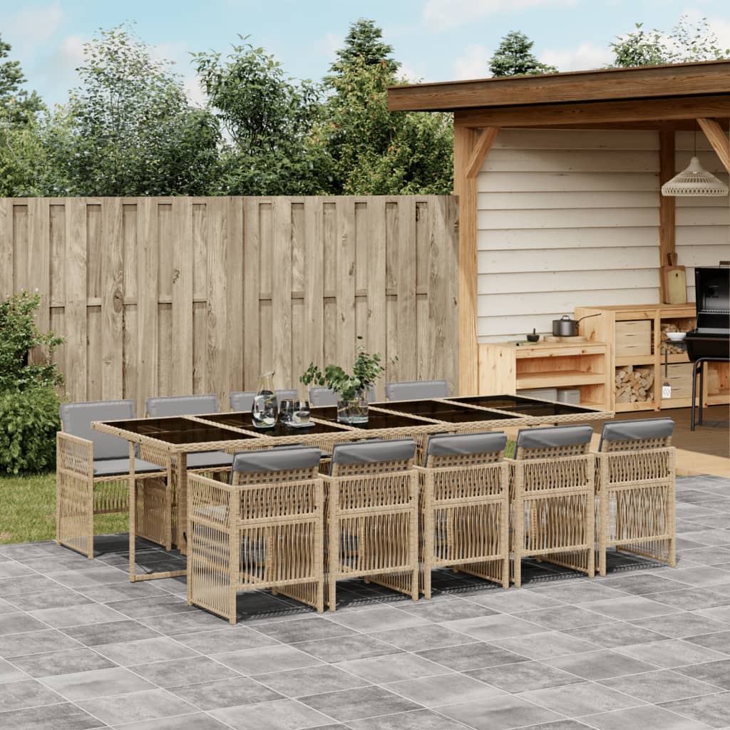 11-tlg. Garten-Essgruppe mit Kissen Grau Poly Rattan 11-tlg. Garten-Essgruppe mit Kissen Grau Poly Rattan