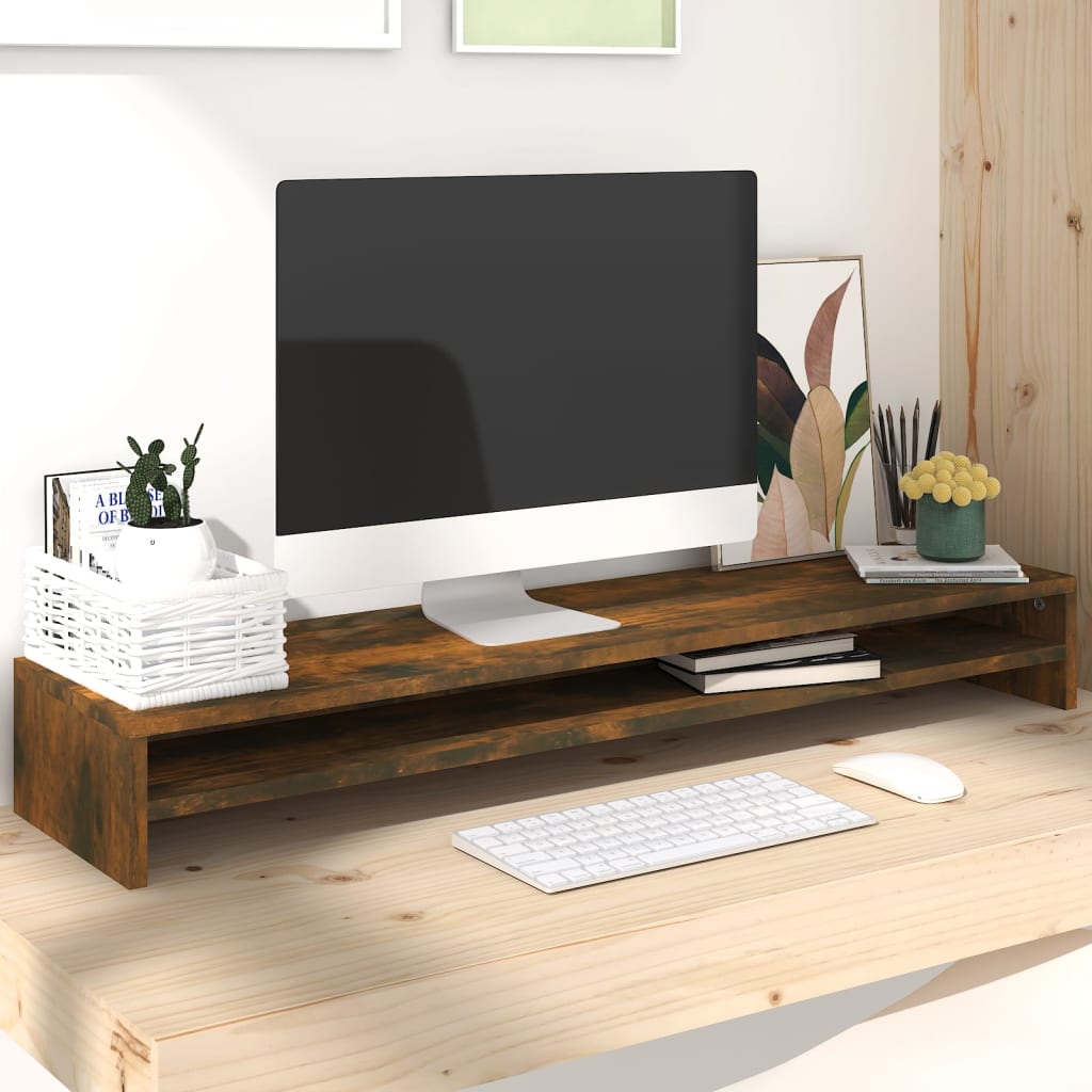 Monitorständer Räuchereiche 100x24x13 cm Holzwerkstoff Monitorständer Räuchereiche 100x24x13 cm Holzwerkstoff