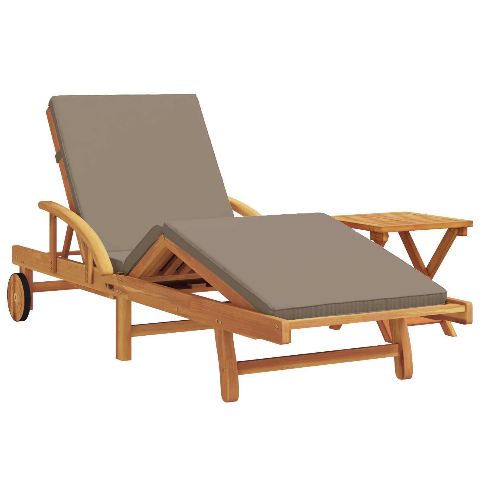 Sonnenliege mit Kissen und Tisch Taupe Massivholz Akazie, Faltbare Sonnenliege mit Rädern und Kissen Taupe Massivholz Akazie Sonnenliege mit Kissen und Tisch Taupe Massivholz Akazie, Faltbare Sonnenliege mit Rädern und Kissen Taupe Massivholz Akazie