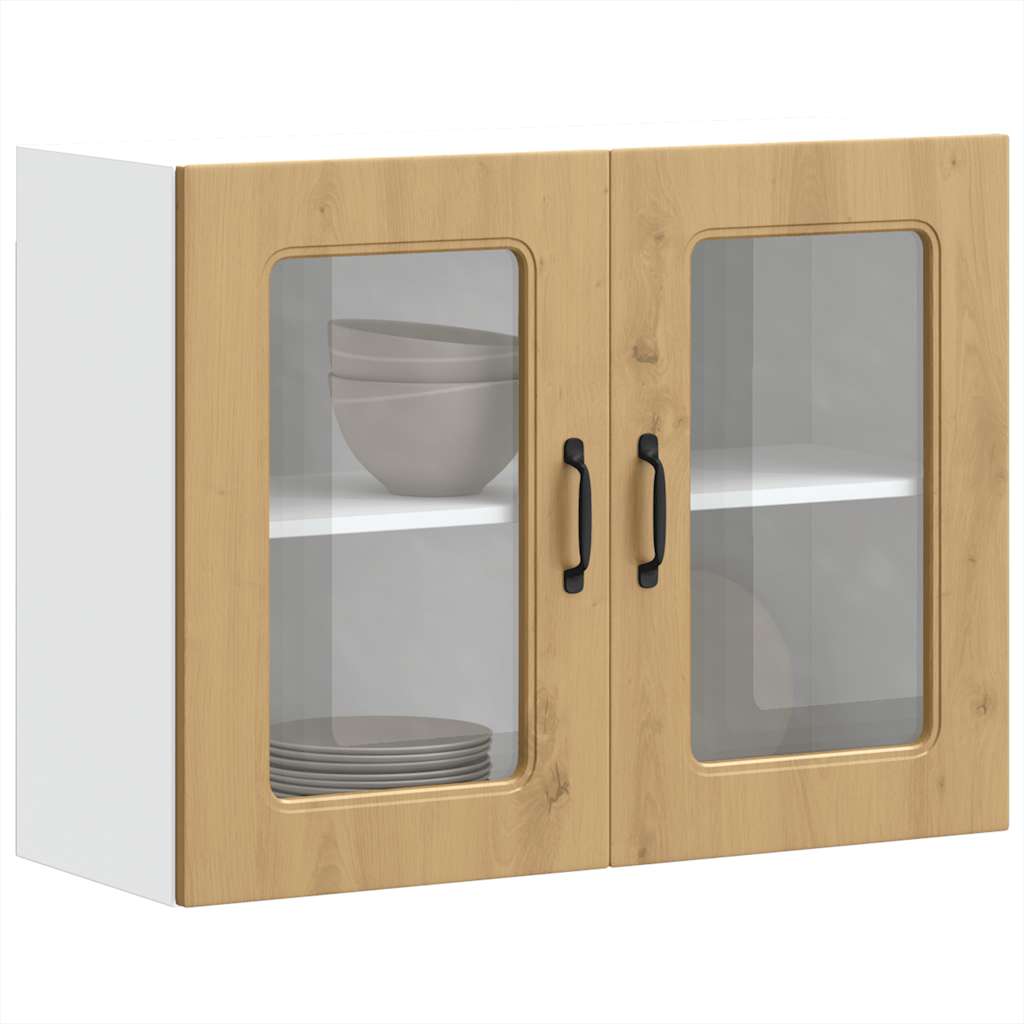 Küchen-Hängeschrank mit Glastür Artisan-Eiche Holzwerkstoff