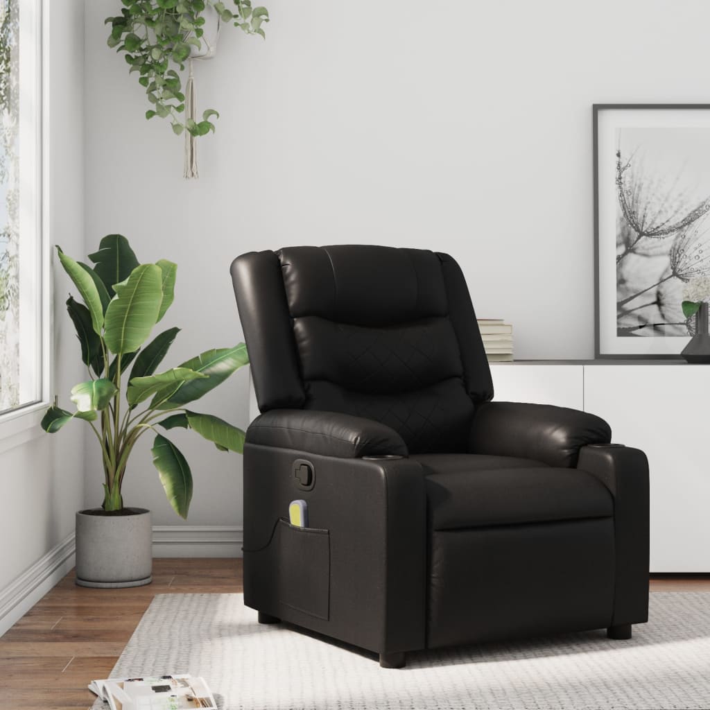 Massage-Relaxsessel, Kunstleder, Schwarz