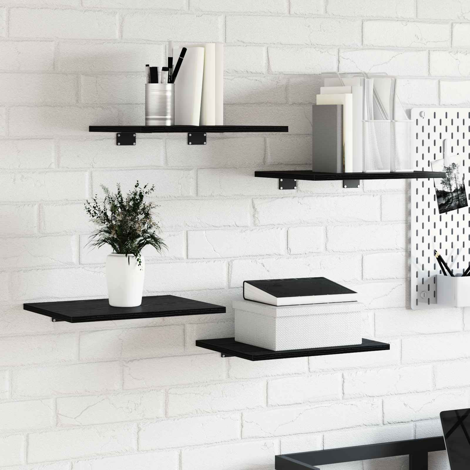 Wandmontierte Regale Schwarz Eiche Holzwerkstoff 40 x 30 x 1,5 cm