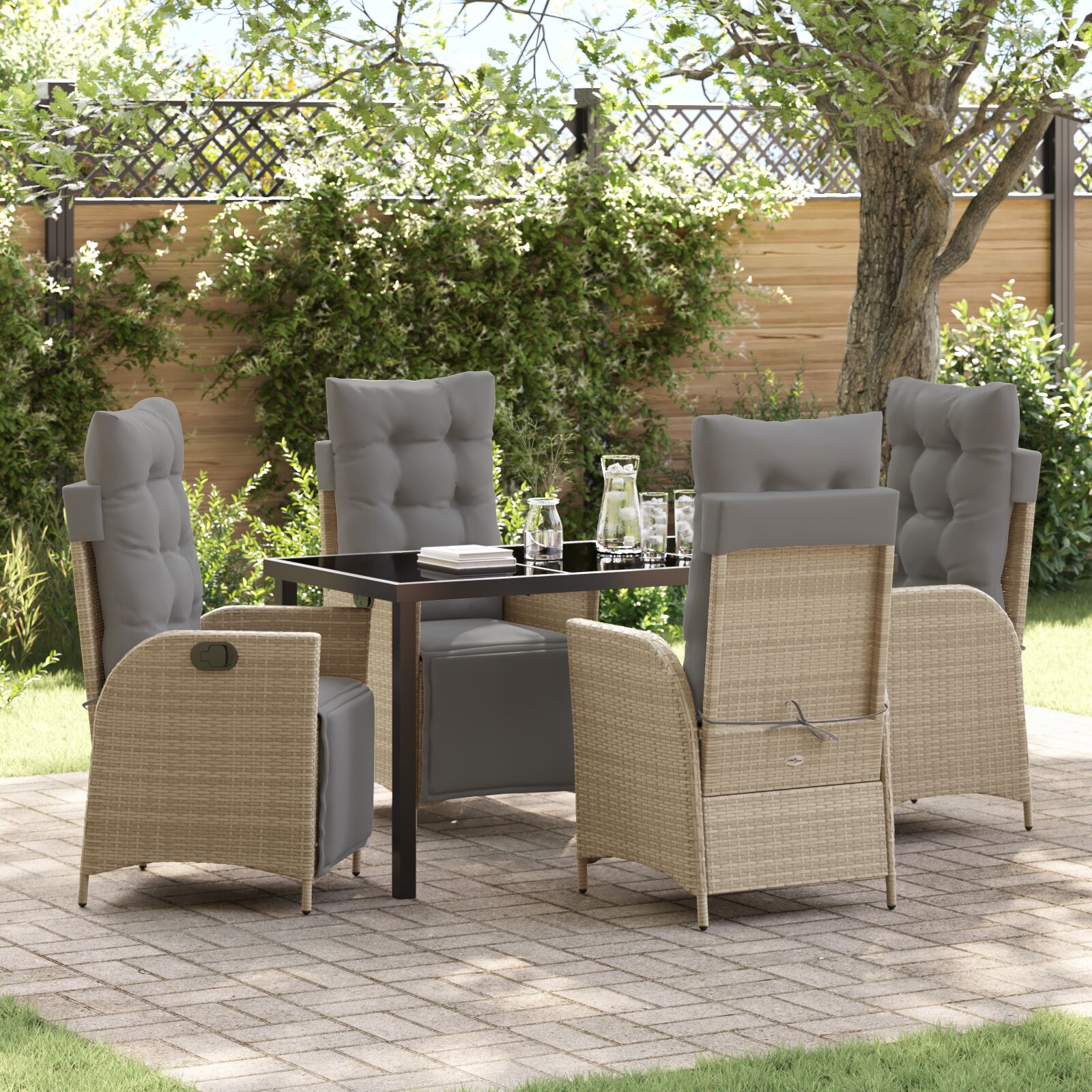 5-teiliges Garten-Dining-Set Beige Poly Rattan 5-teiliges Garten-Dining-Set Beige Poly Rattan