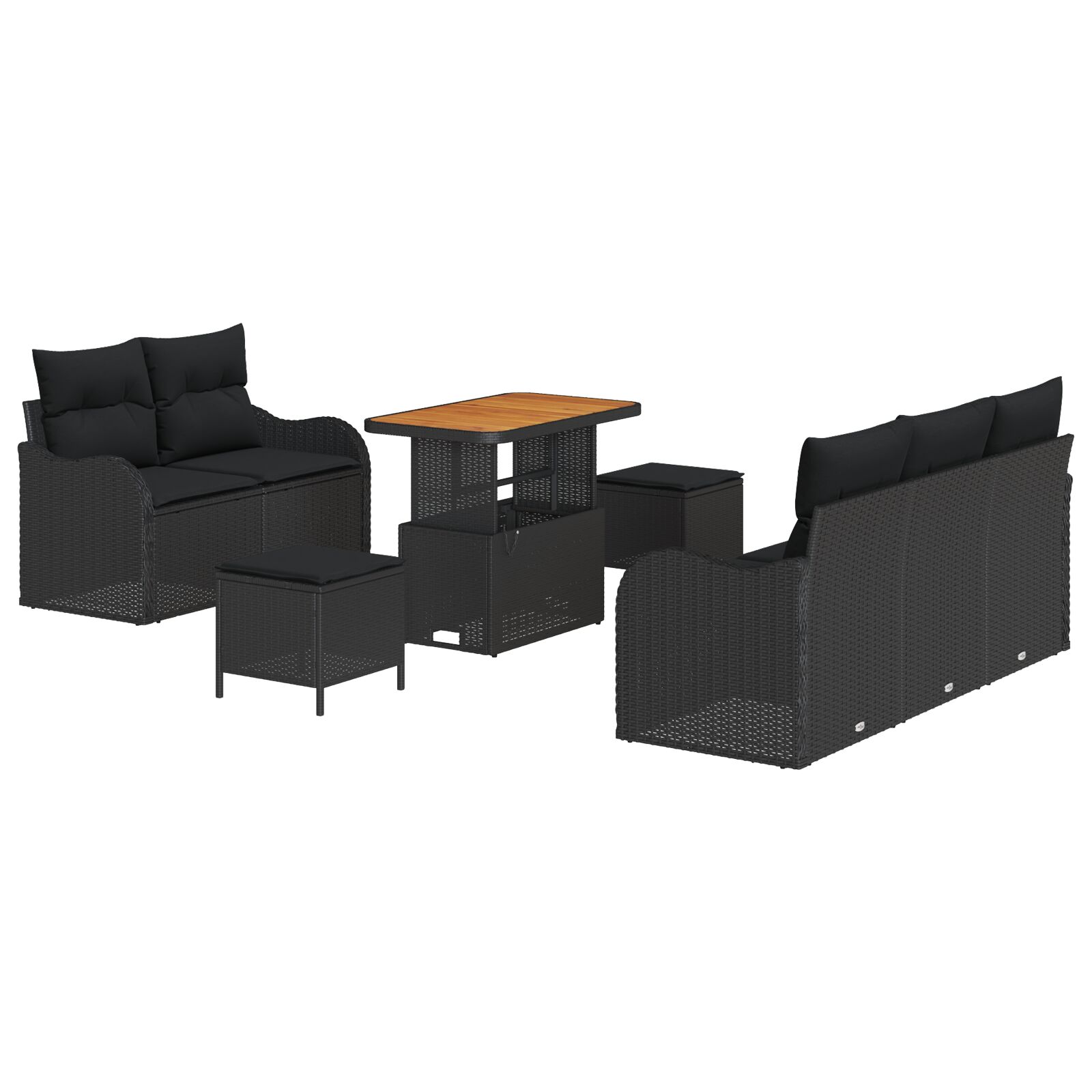 8-teiliges Garten Sofa Set mit Kissen Schwarz Poly-Rattan Akazie, 2-Sitzer Garten Sofa mit Kissen Schwarz Poly-Rattan, 3-teiliges Garten Esstisch Set mit Kissen Schwarz Poly-Rattan Akazie 8-teiliges Garten Sofa Set mit Kissen Schwarz Poly-Rattan Akazie, 2-Sitzer Garten Sofa mit Kissen Schwarz Poly-Rattan, 3-teiliges Garten Esstisch Set mit Kissen Schwarz Poly-Rattan Akazie