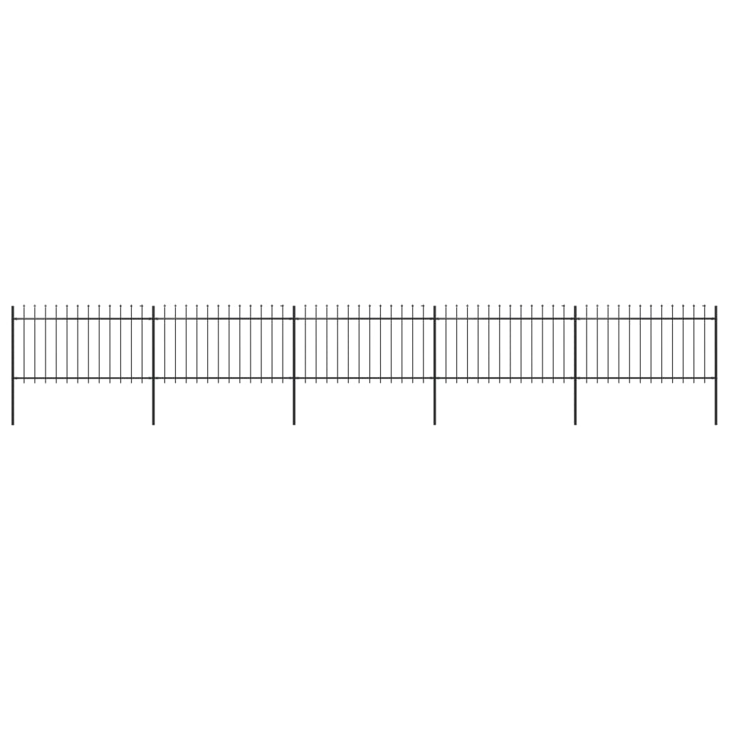 Gartenzaun mit Speerspitzen Stahl 8,5 x 1 m Schwarz