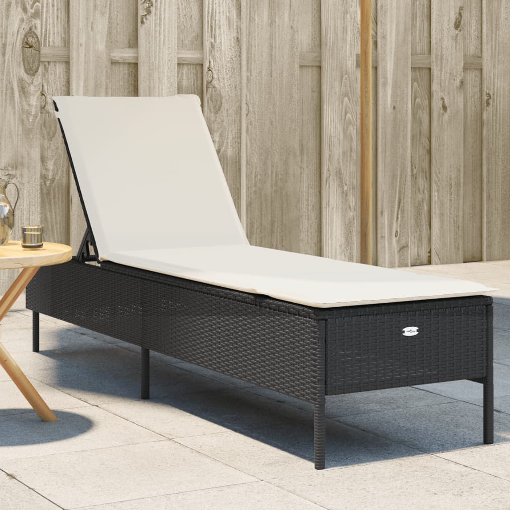 Sonnenliege mit Auflage Schwarz Poly-Rattan Sonnenliege mit Auflage Schwarz Poly-Rattan