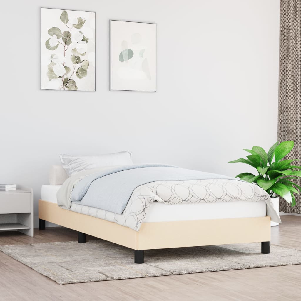 Bettgestell Creme 100x200 cm Stoff