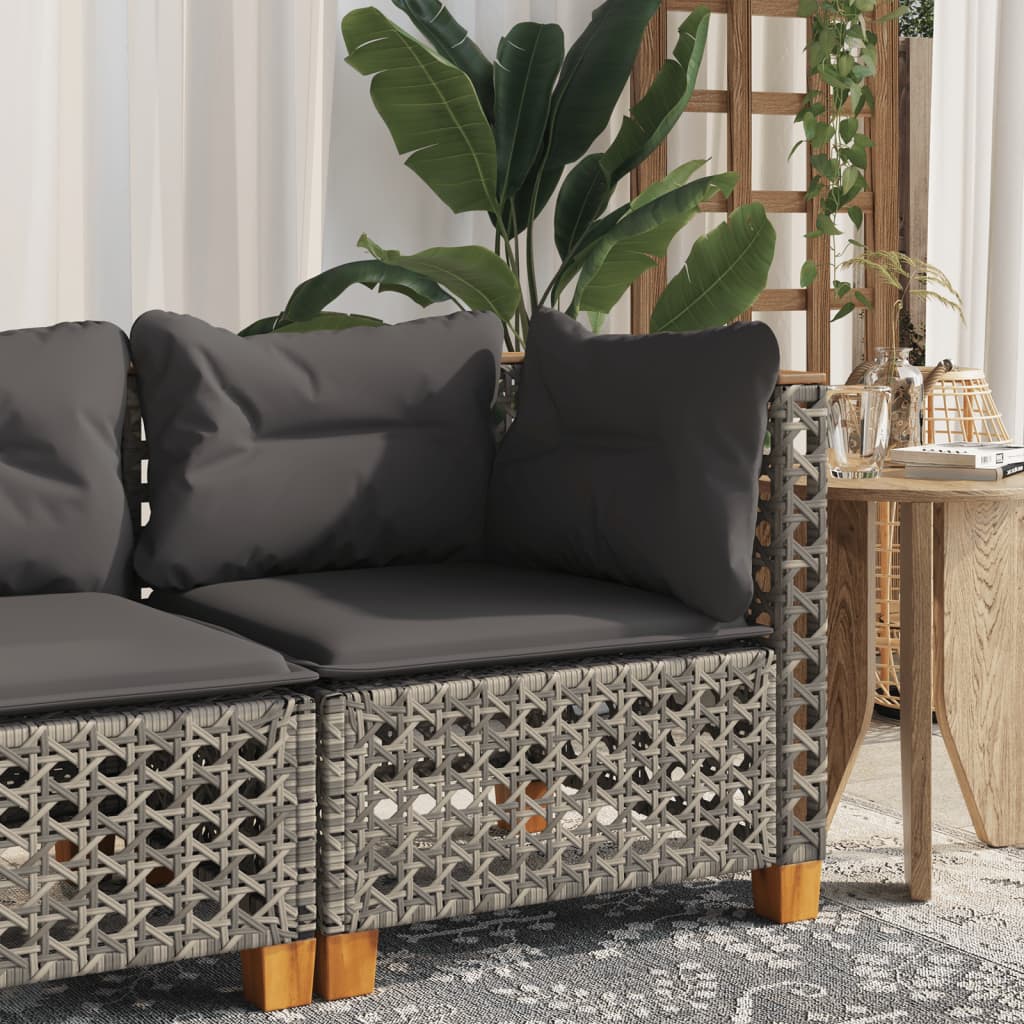 Garten-Ecksofa mit Kissen Grau Poly Rattan Garten-Ecksofa mit Kissen Grau Poly Rattan