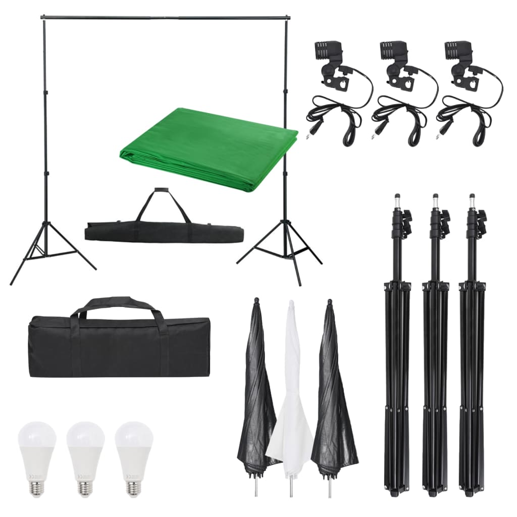 Fotostudio-Set mit Beleuchtung und Hintergrund