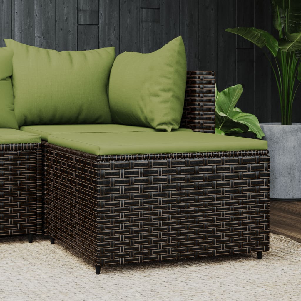 Gartenhocker mit Kissen Braun Poly Rattan Gartenhocker mit Kissen Braun Poly Rattan