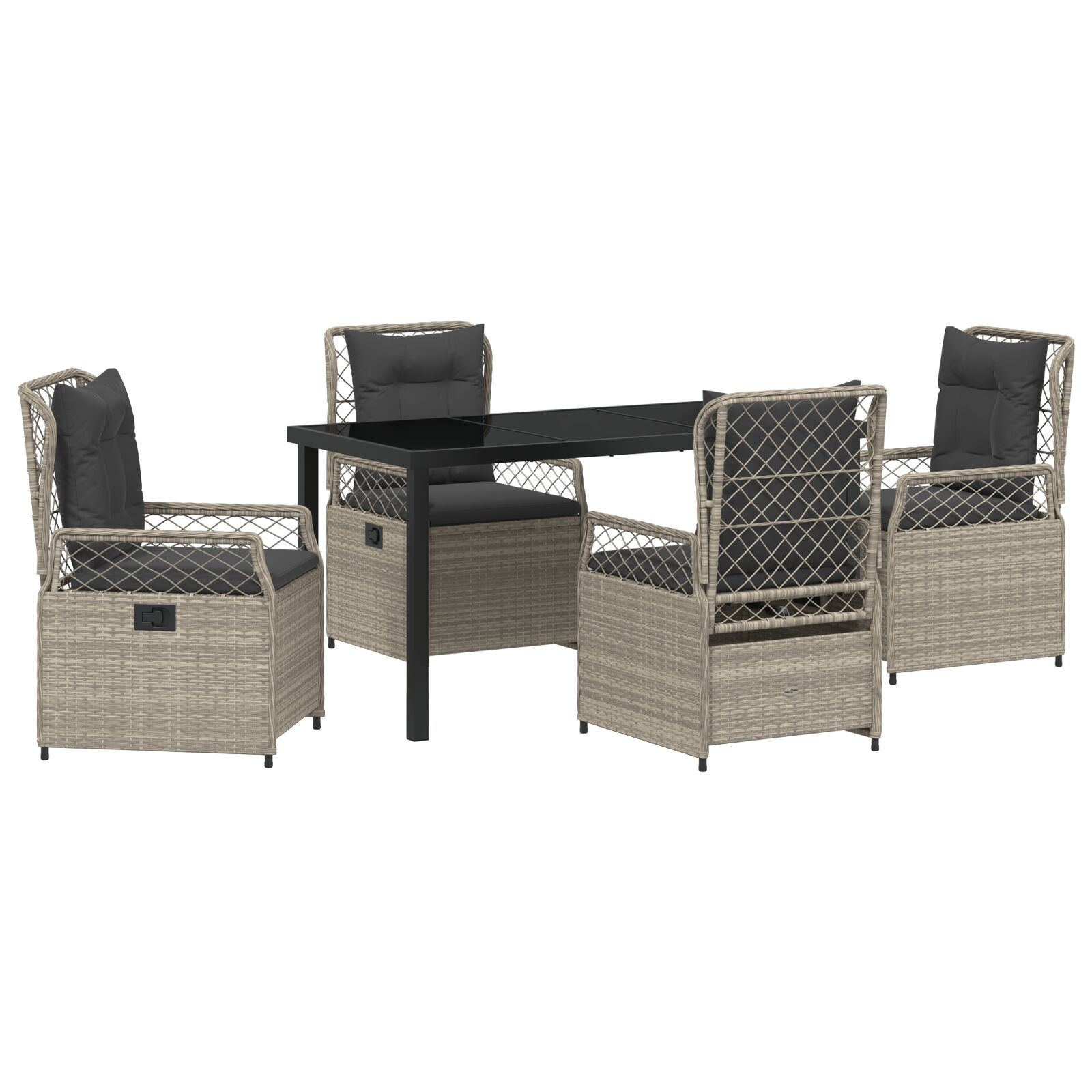 5-teiliges Garten-Esszimmer-Set Hellgrau Poly-Rattan 5-teiliges Garten-Esszimmer-Set Hellgrau Poly-Rattan