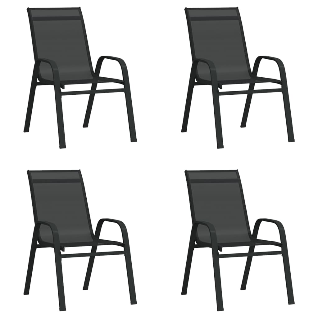Stapelbare Gartenstühle 4 Stk. Schwarz Textilene Stapelbare Gartenstühle 4 Stk. Schwarz Textilene