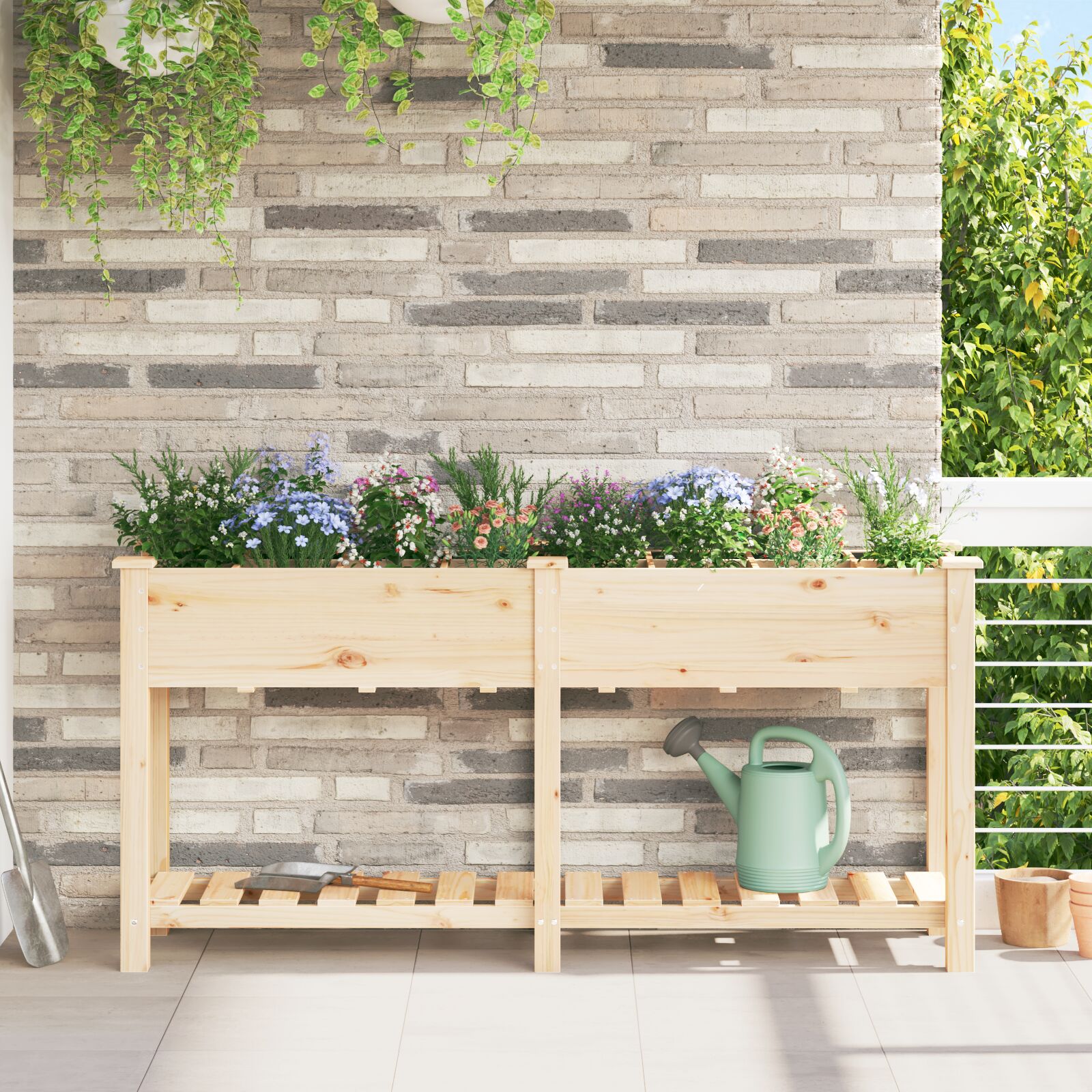 Gartenpflanzer mit Gittern 161x43x76 cm aus massivem Tannenholz