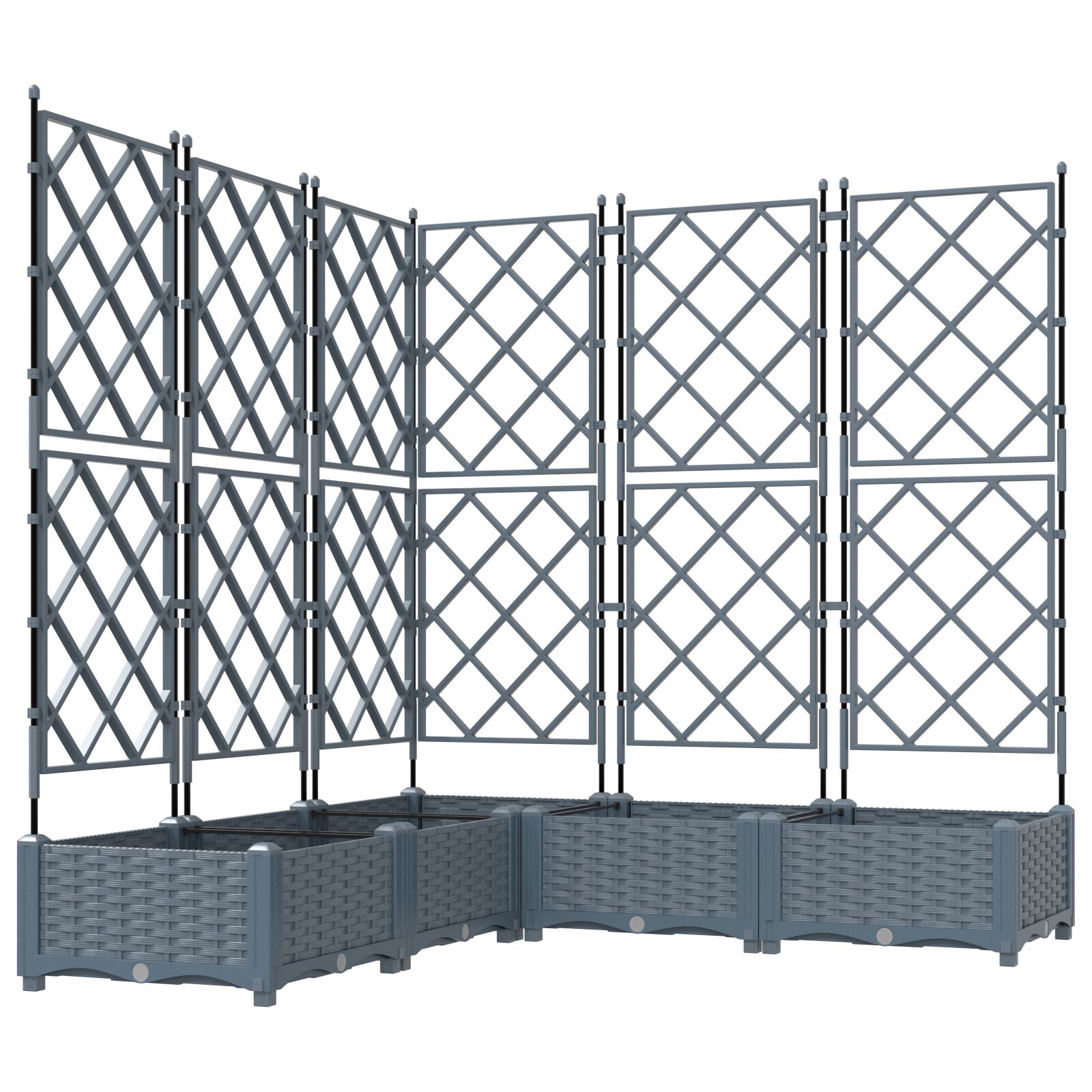 Gartenpflanzer mit Rankgitter 5 Stk Hellgrau 120x120x125.5 cm
