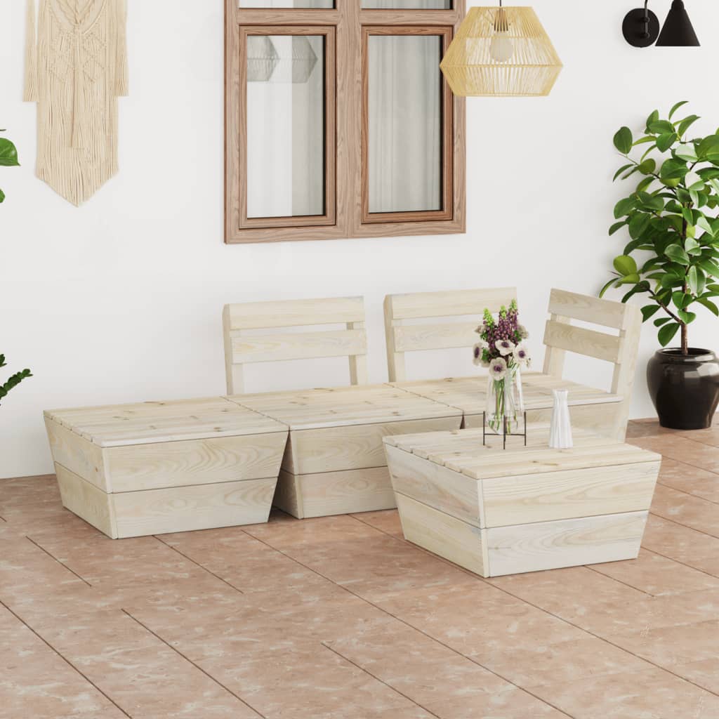 4-tlg. Garten-Paletten-Lounge-Set Imprägniertes Fichtenholz 4-tlg. Garten-Paletten-Lounge-Set Imprägniertes Fichtenholz