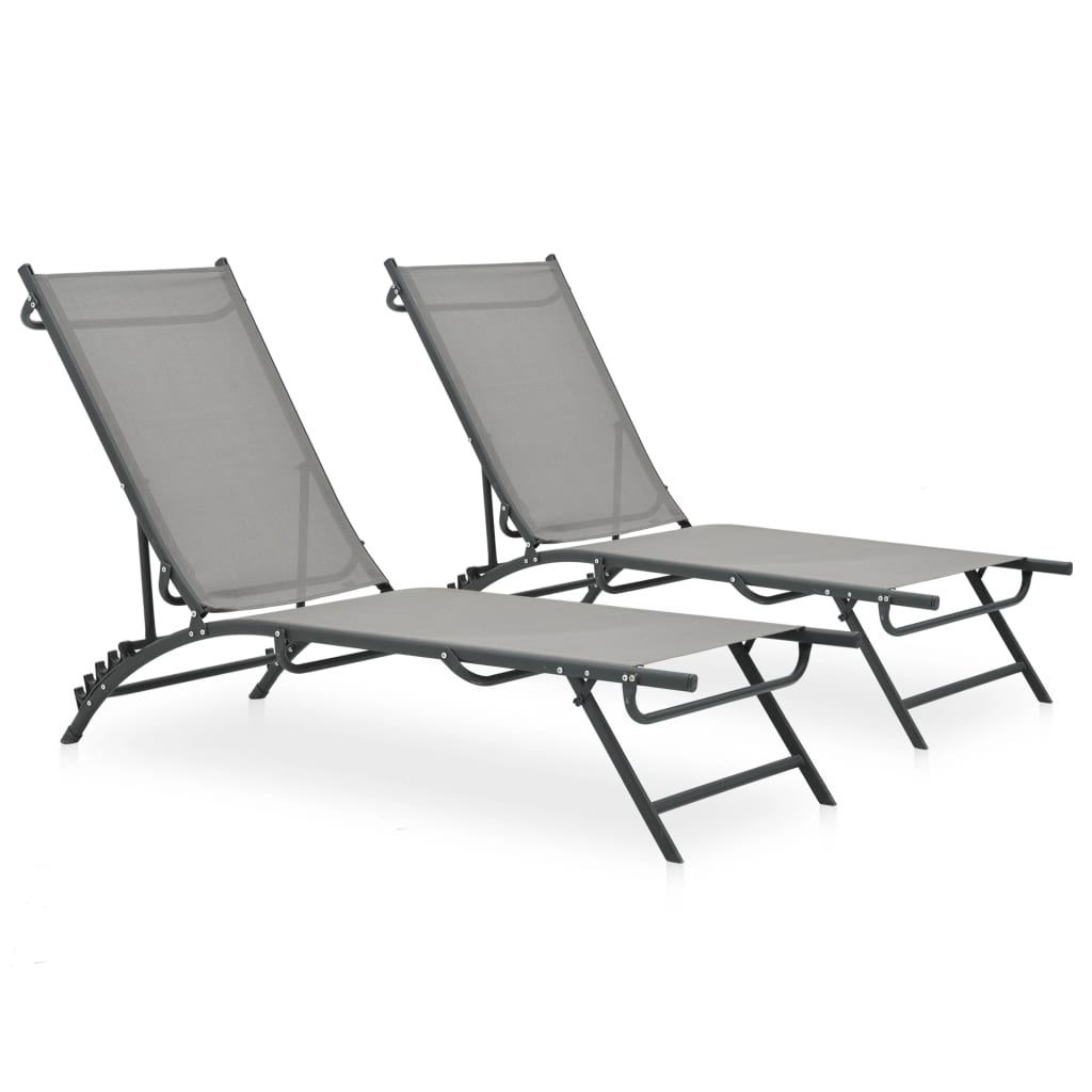 Sonnenliegen 2 Stk. Textilene und Stahl Sonnenliegen 2 Stk. Textilene und Stahl