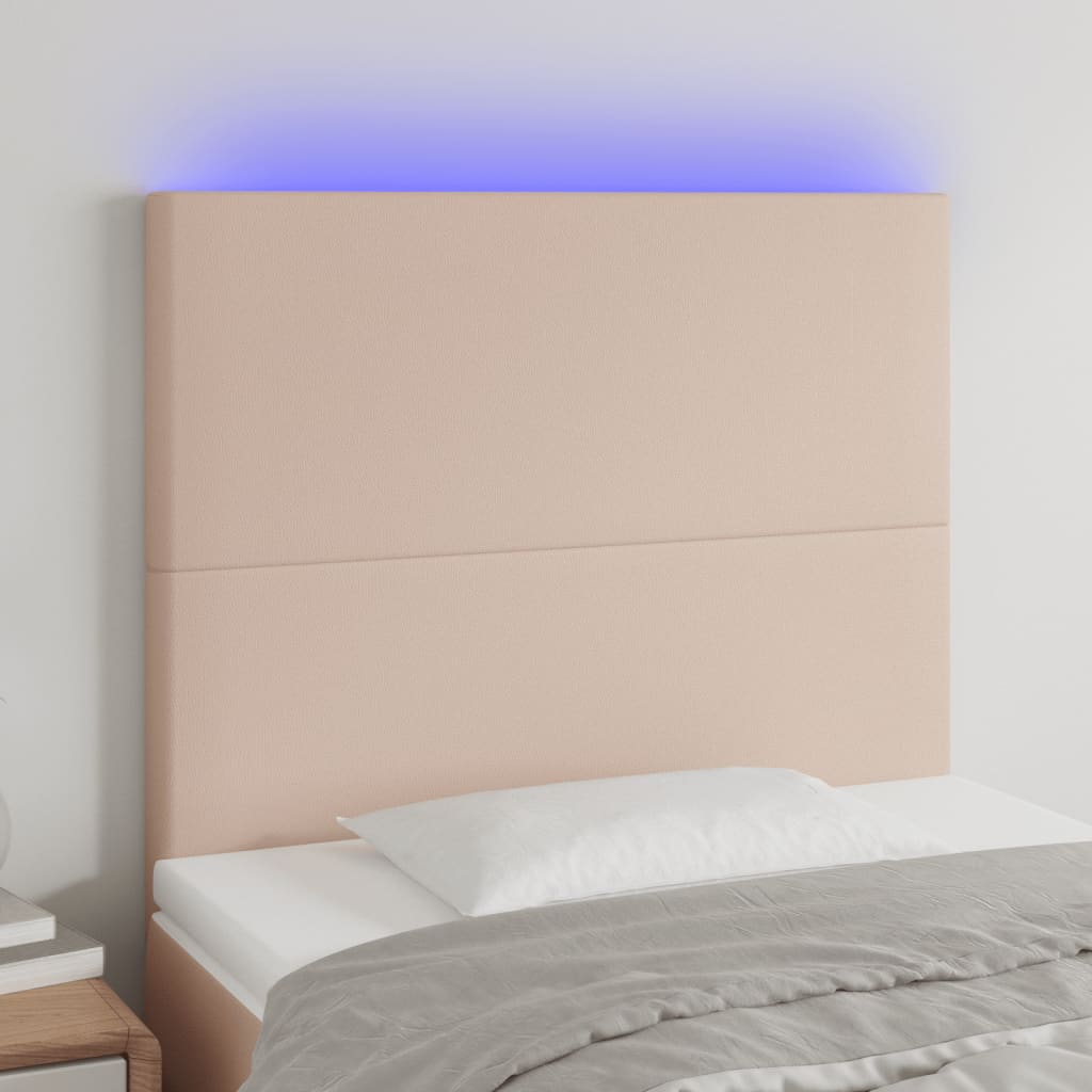 LED Kopfteil Cappuccino-Braun 80x5x118/128 cm Kunstleder