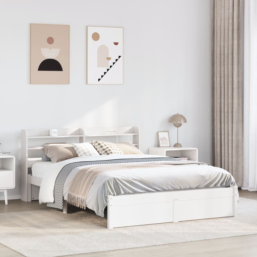 Bettgestell mit Kopfteil ohne Matratze Weiß 160x200 cm
